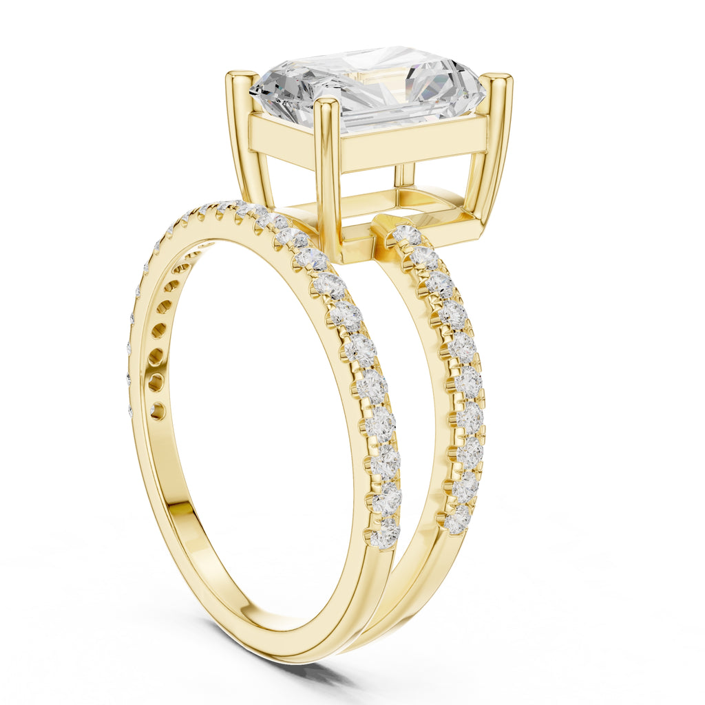 The Intertwined Harmony Ring 3ct Yellow Gold Radiant
