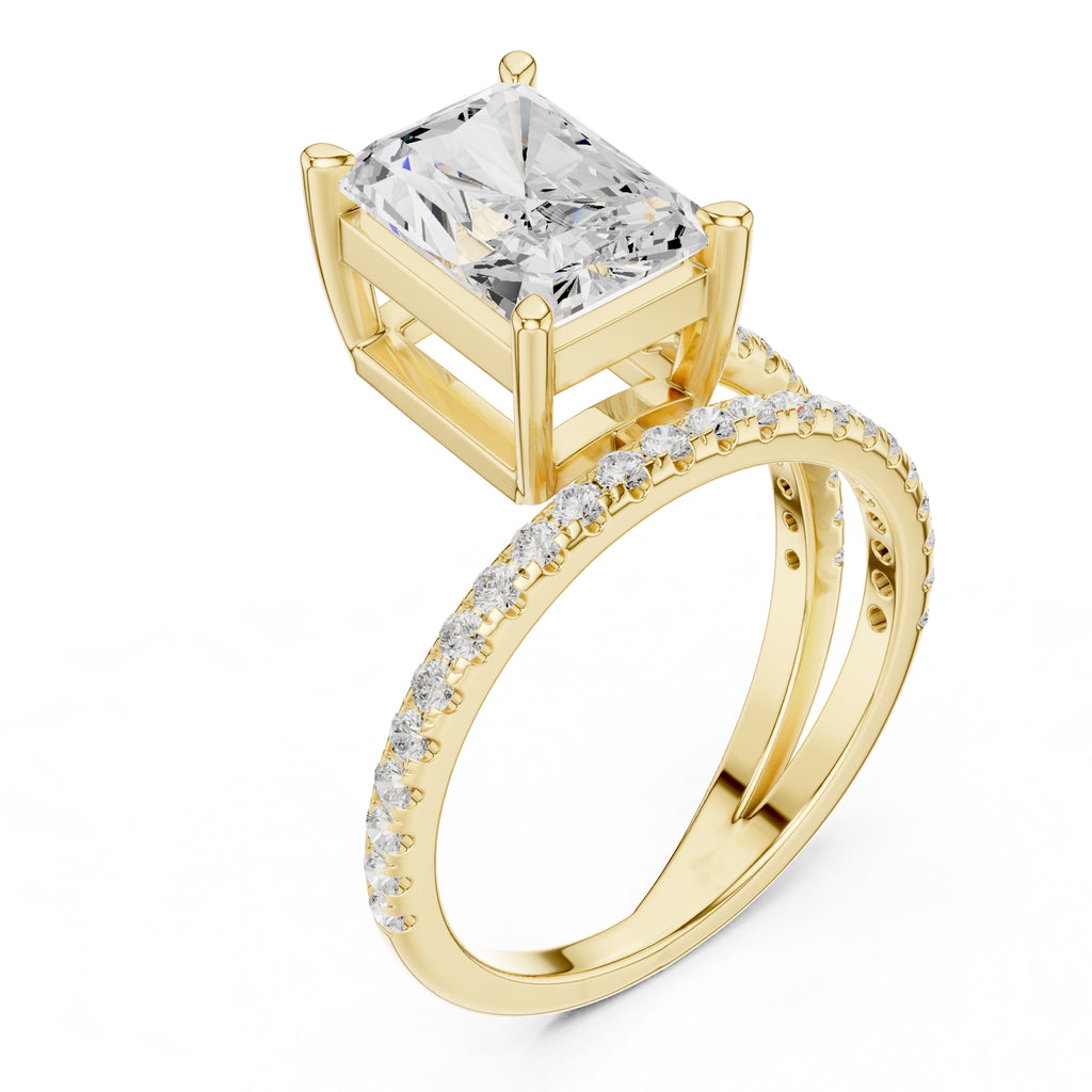 The Intertwined Harmony Ring 3ct Yellow Gold Radiant