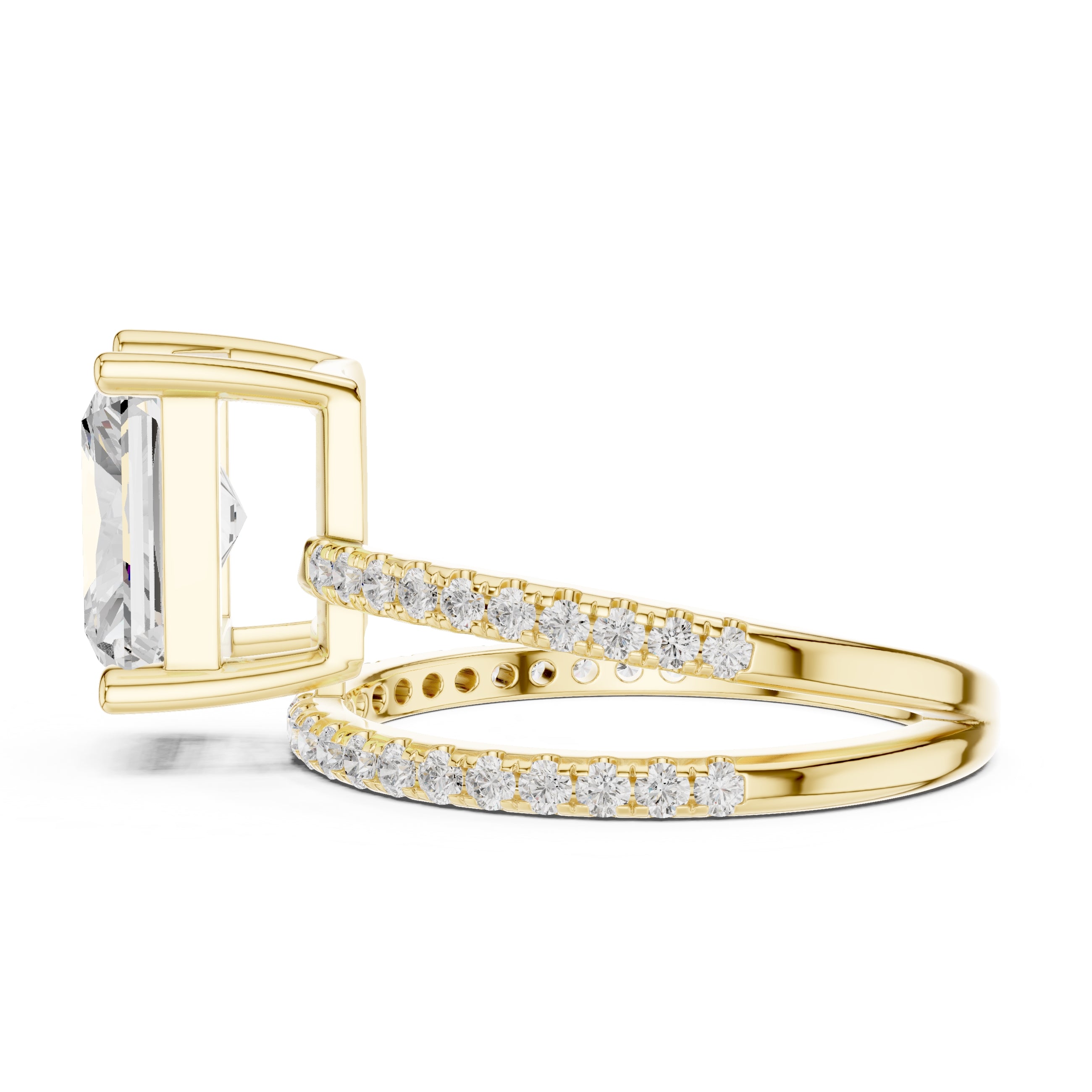 The Intertwined Harmony Ring 3ct Yellow Gold Radiant