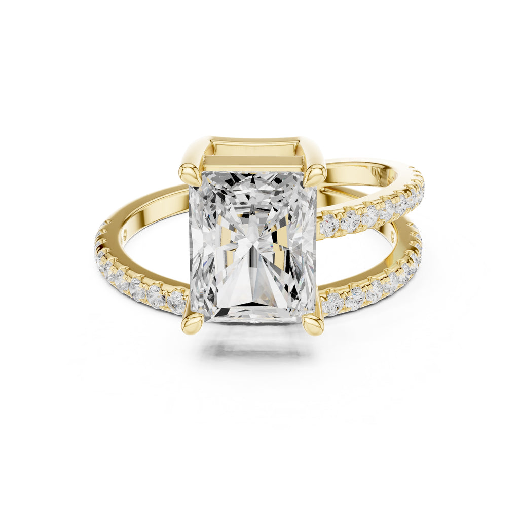 The Intertwined Harmony Ring 3ct Yellow Gold Radiant