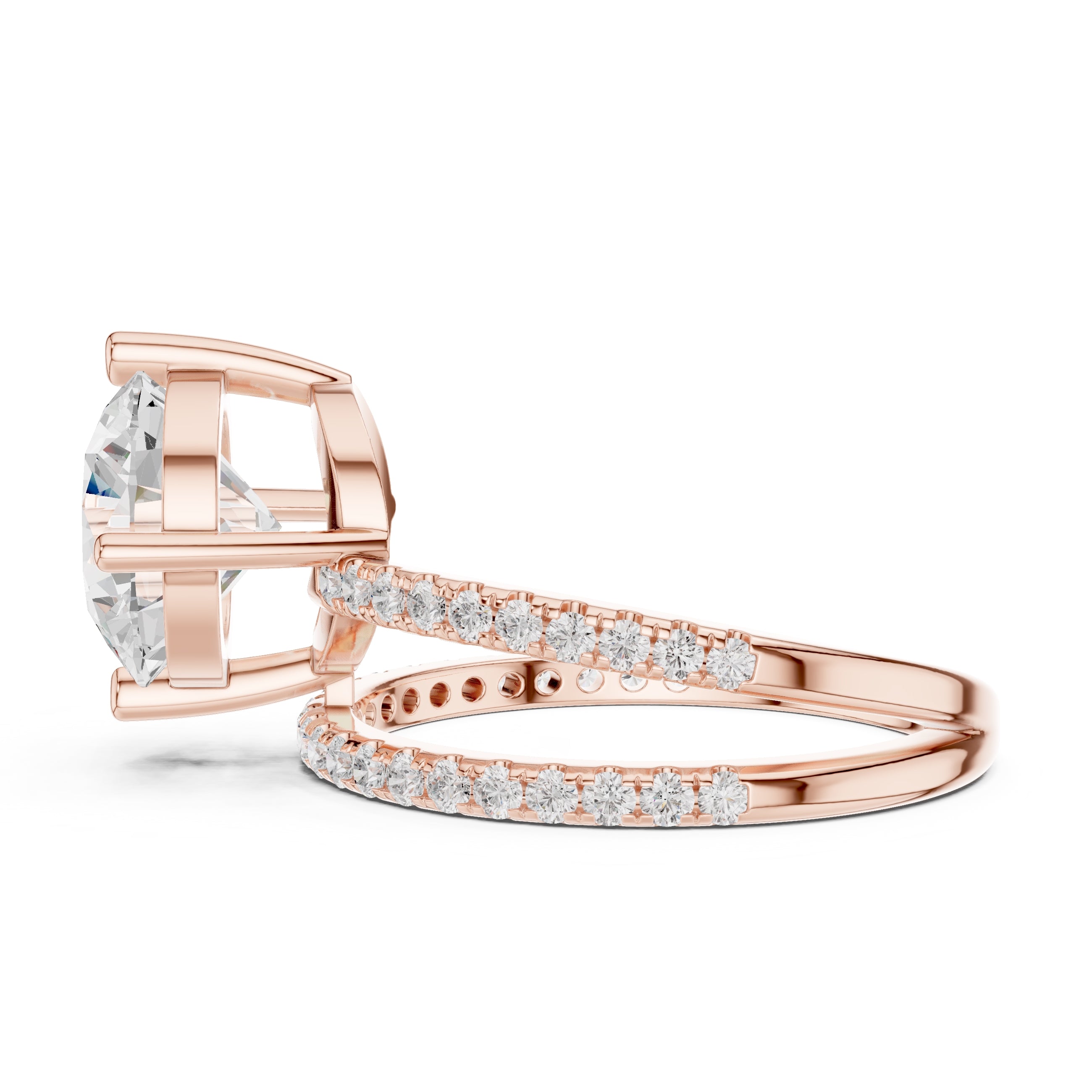 The Intertwined Harmony Ring 3ct Rose Gold Round