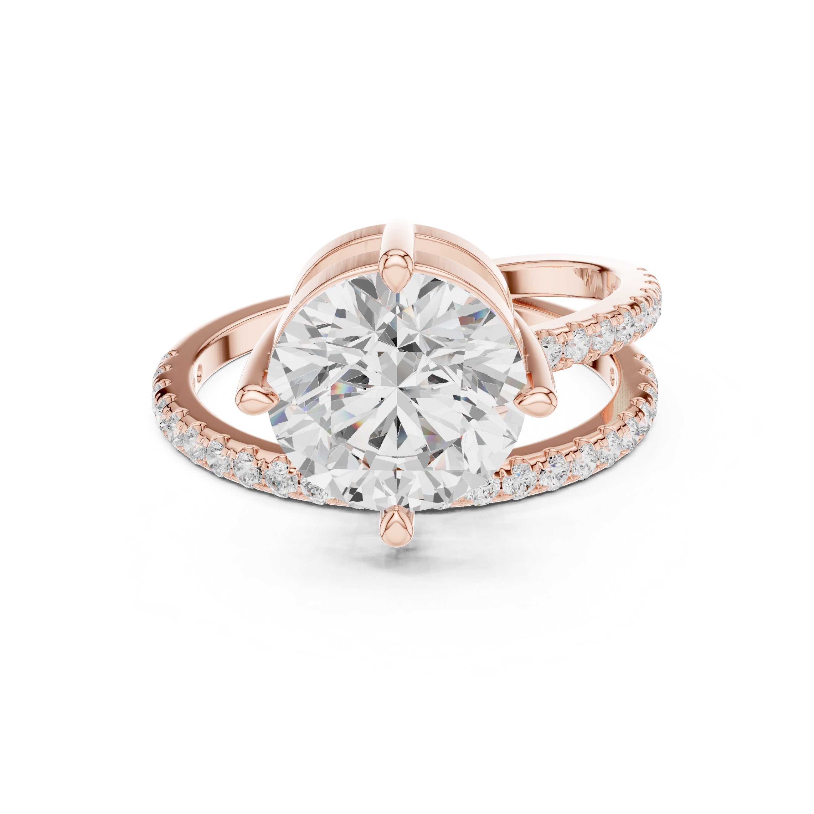 The Intertwined Harmony Ring 3ct Rose Gold Round