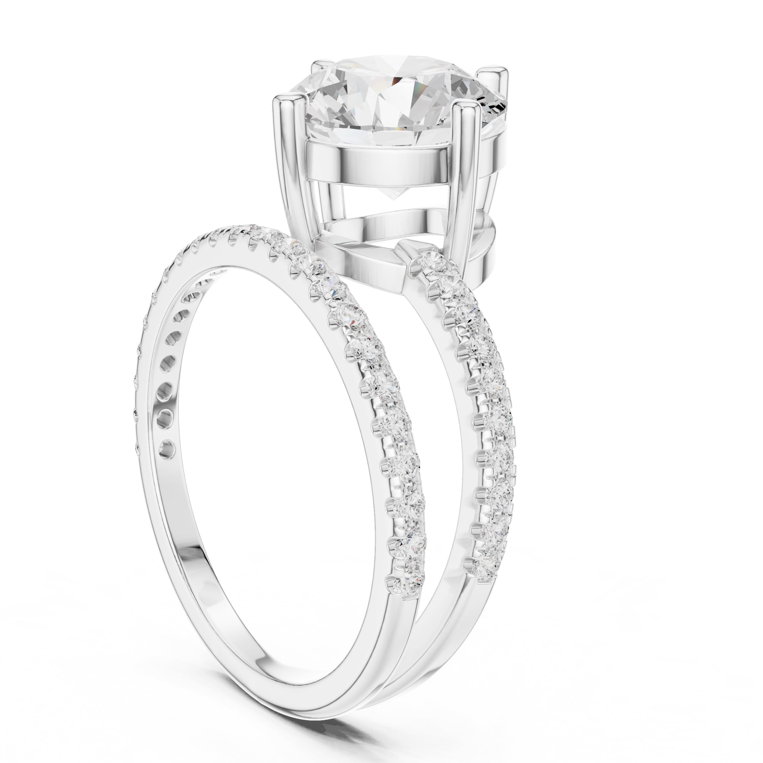 The Intertwined Harmony Ring 3ct White Gold Round