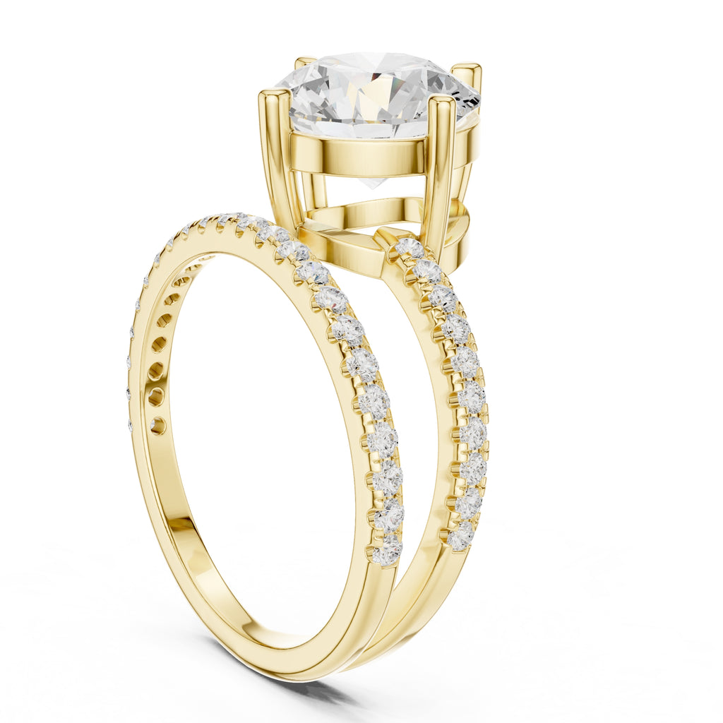 The Intertwined Harmony Ring 3ct Yellow Gold Round