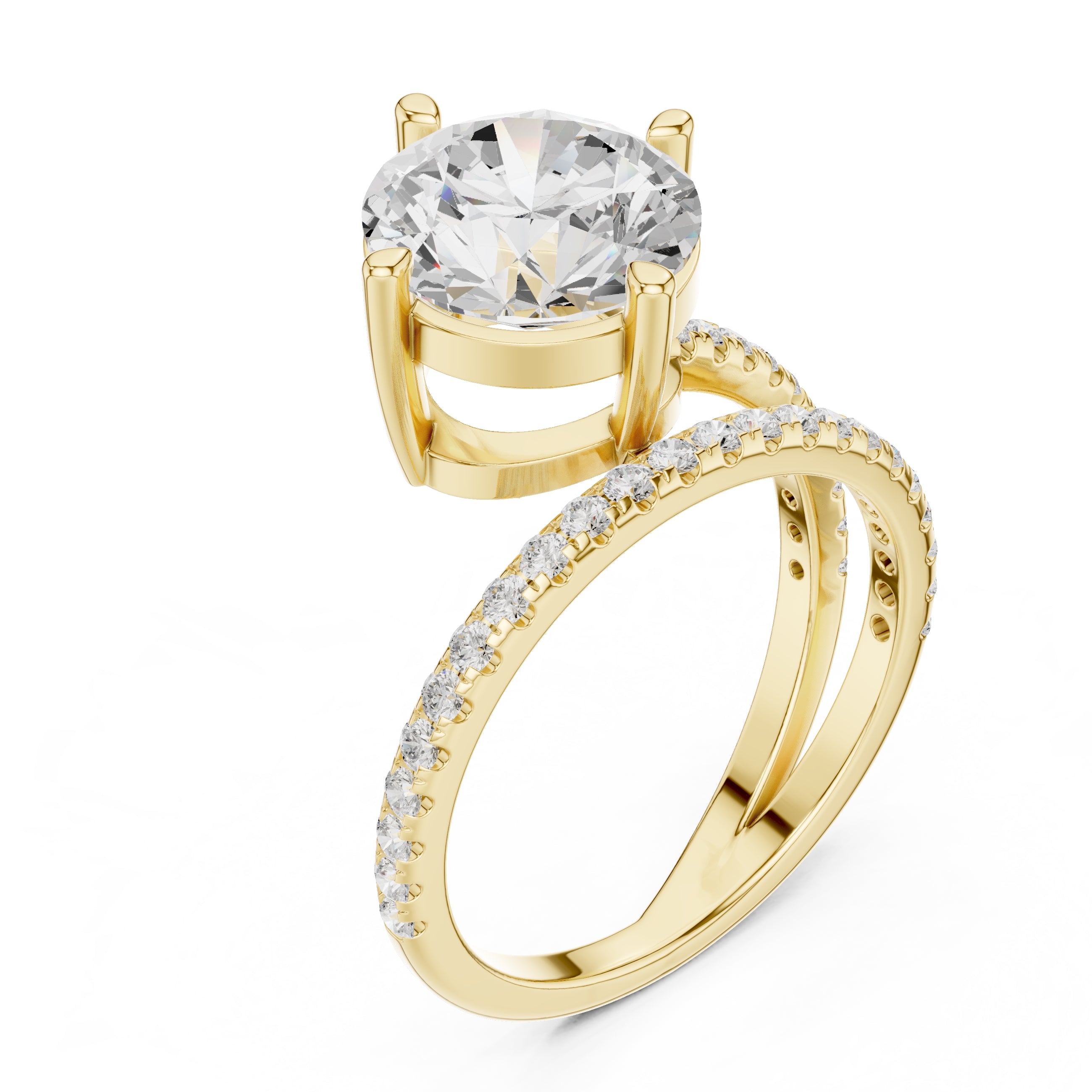 The Intertwined Harmony Ring 3ct Yellow Gold Round