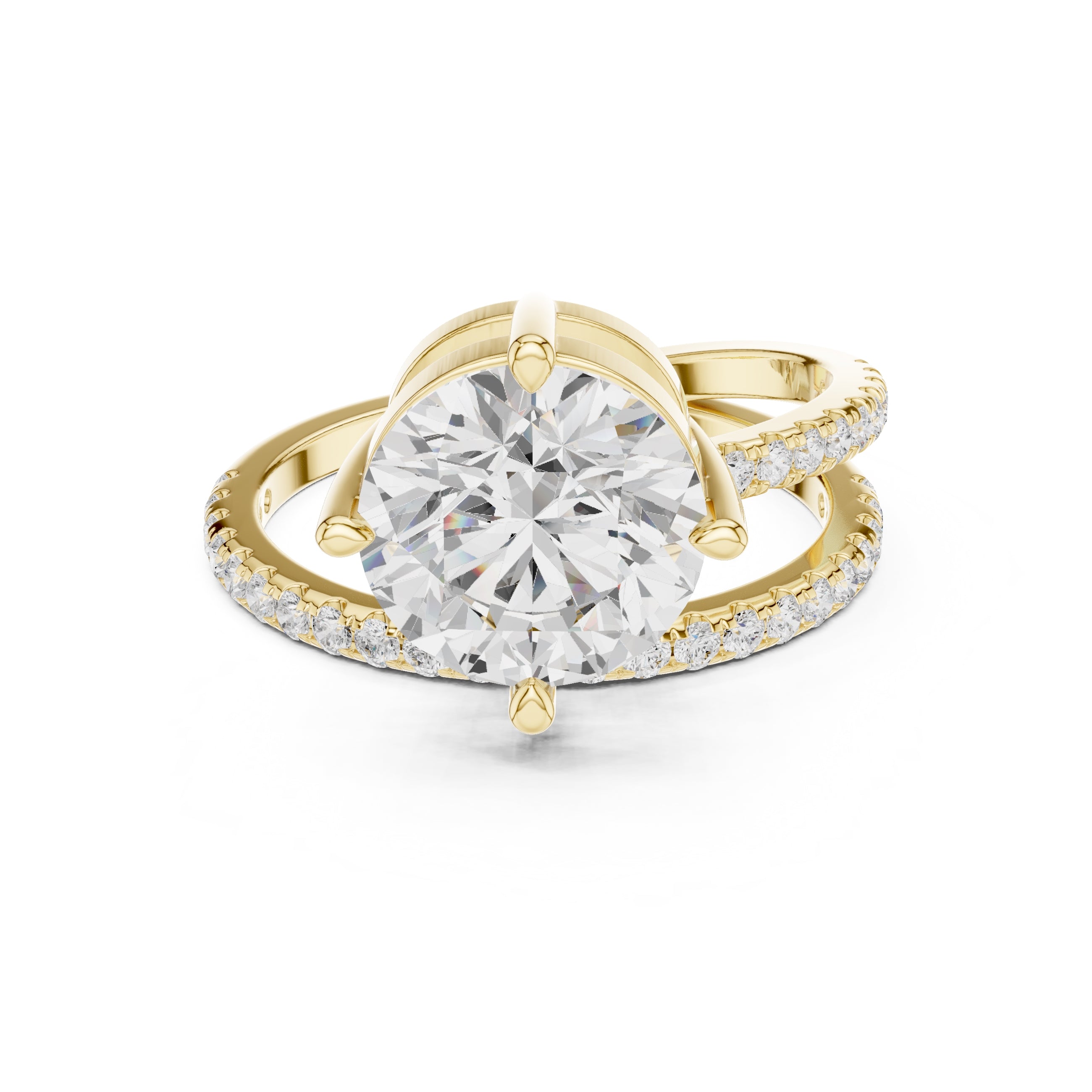 The Intertwined Harmony Ring 3ct Yellow Gold Round