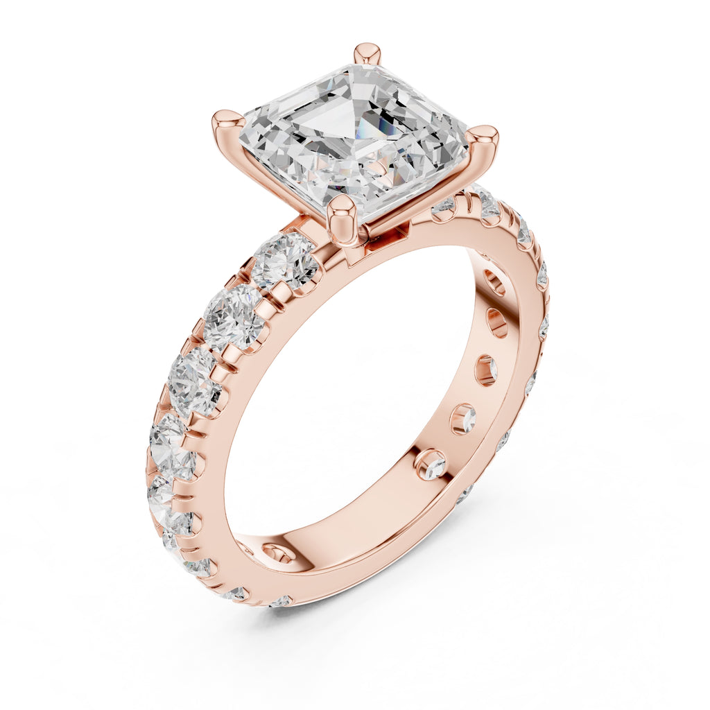 The Majestic Eternity Setting 3ct Rose Gold Asscher