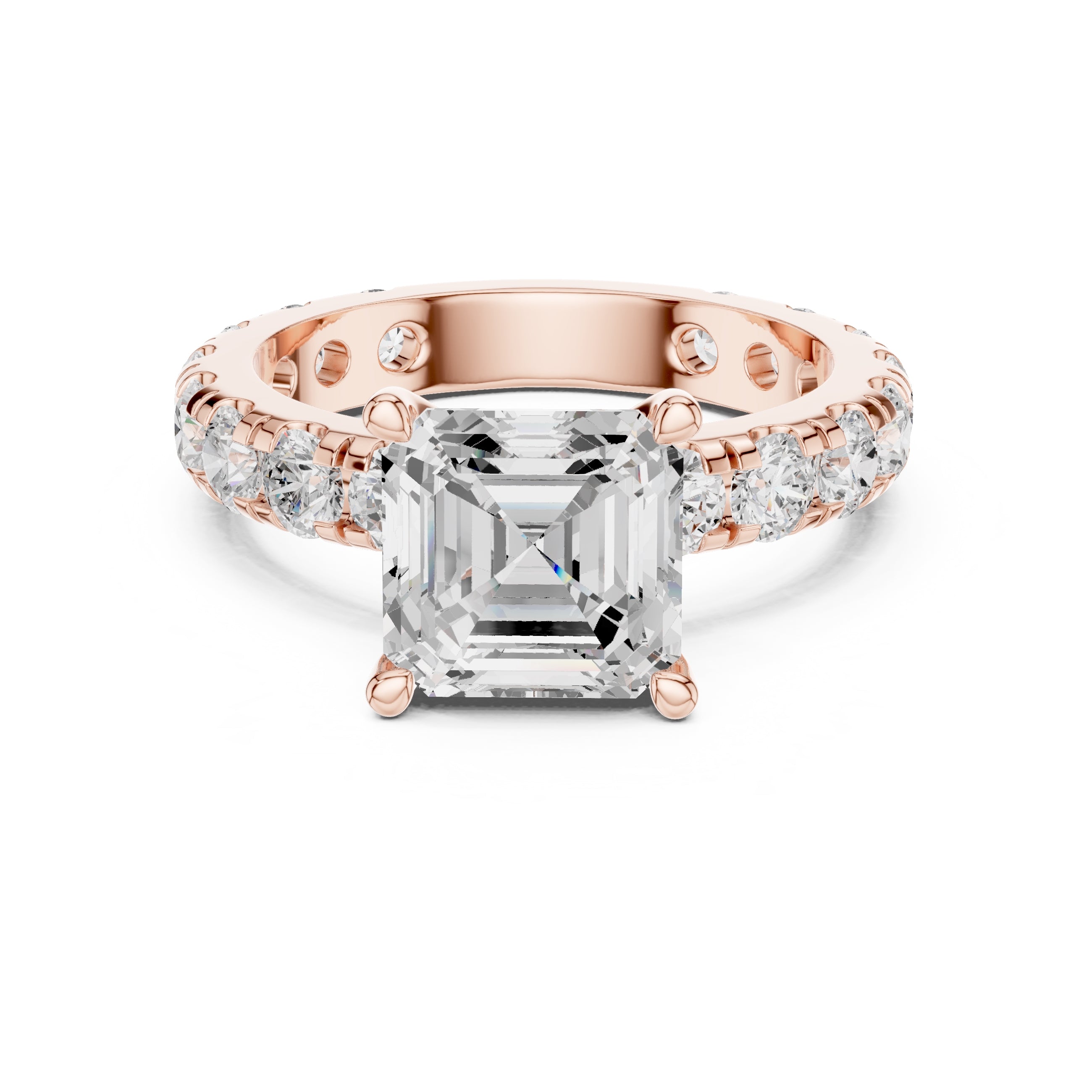 The Majestic Eternity Setting 3ct Rose Gold Asscher
