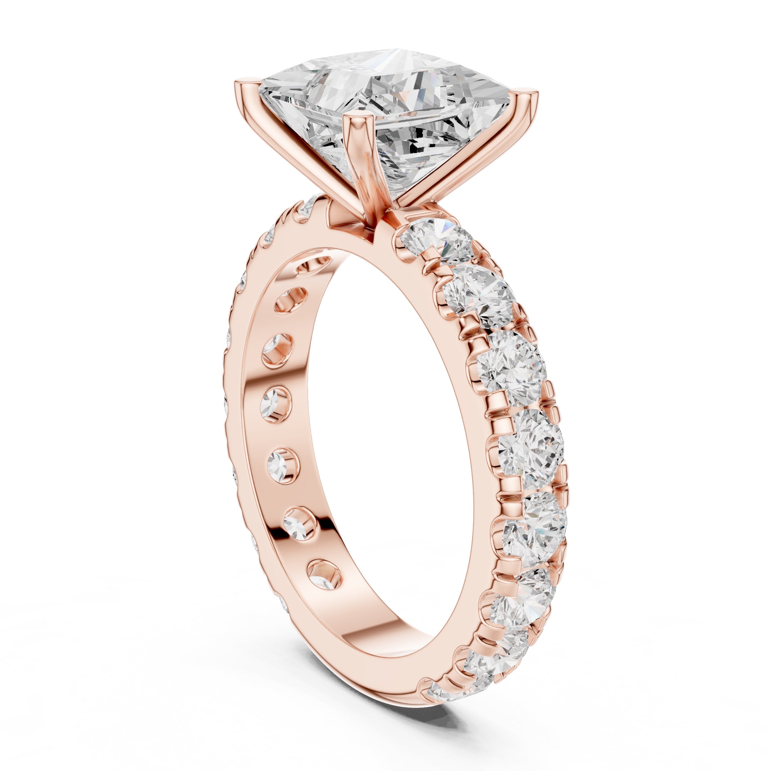 The Majestic Eternity Setting 3ct Rose Gold Princess