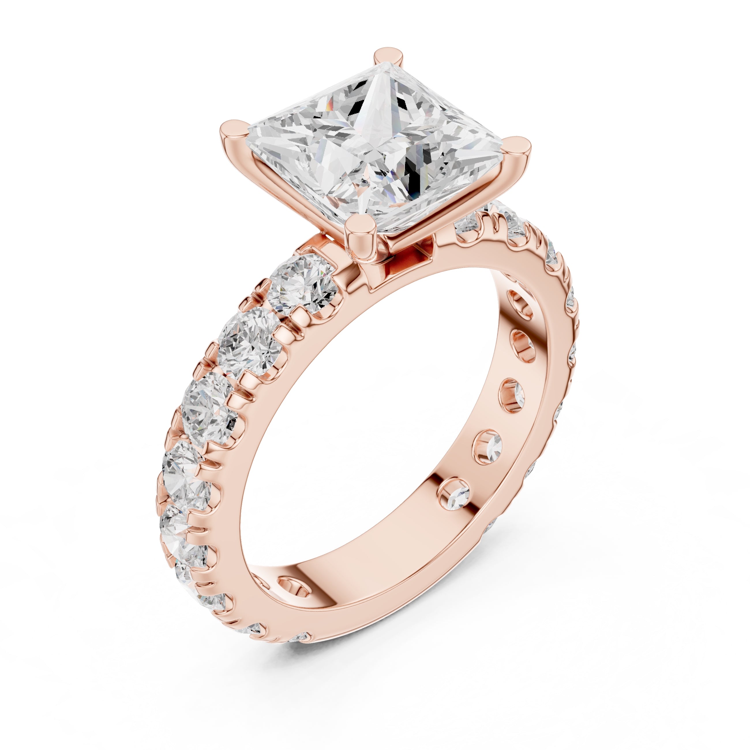 The Majestic Eternity Setting 3ct Rose Gold Princess