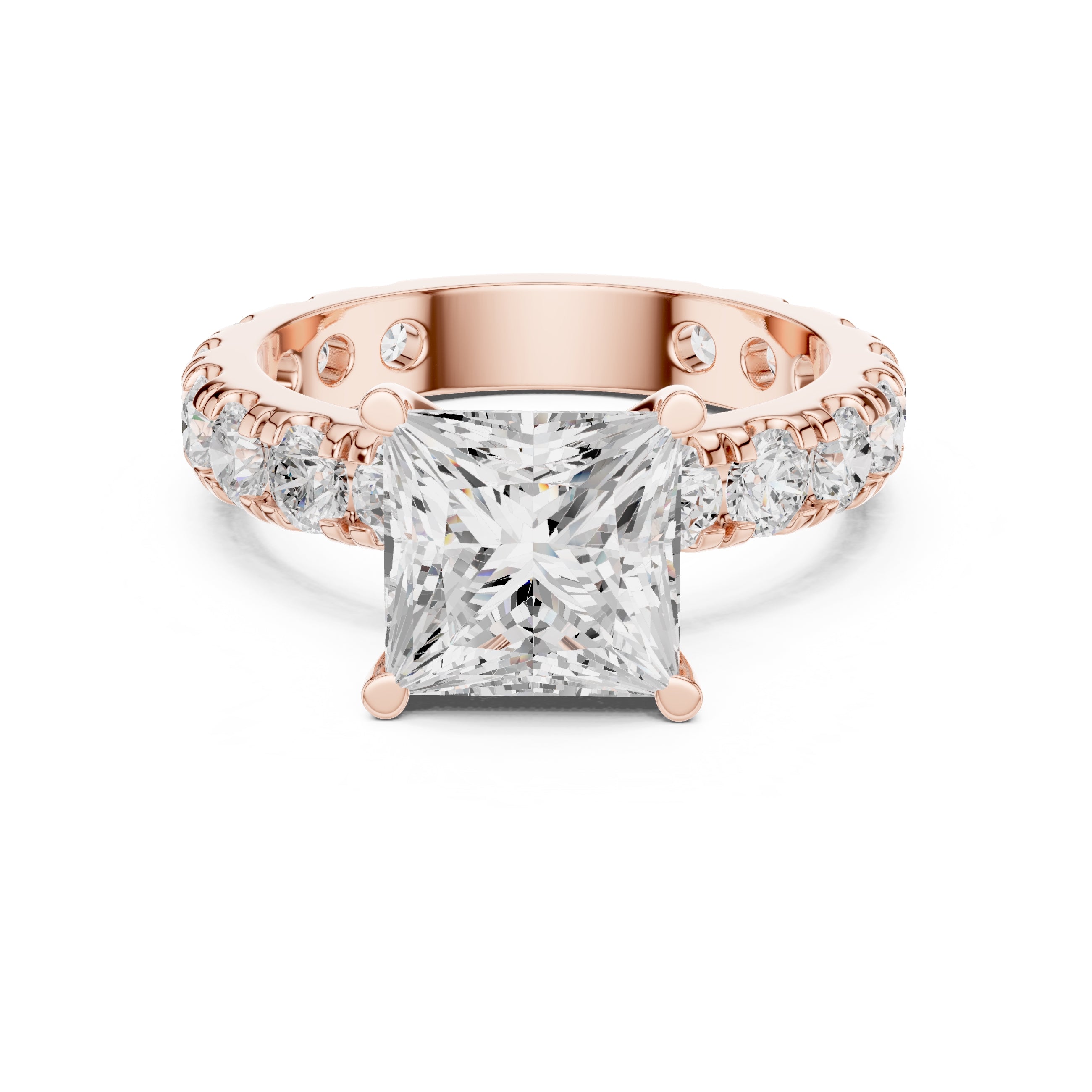 The Majestic Eternity Setting 3ct Rose Gold Princess