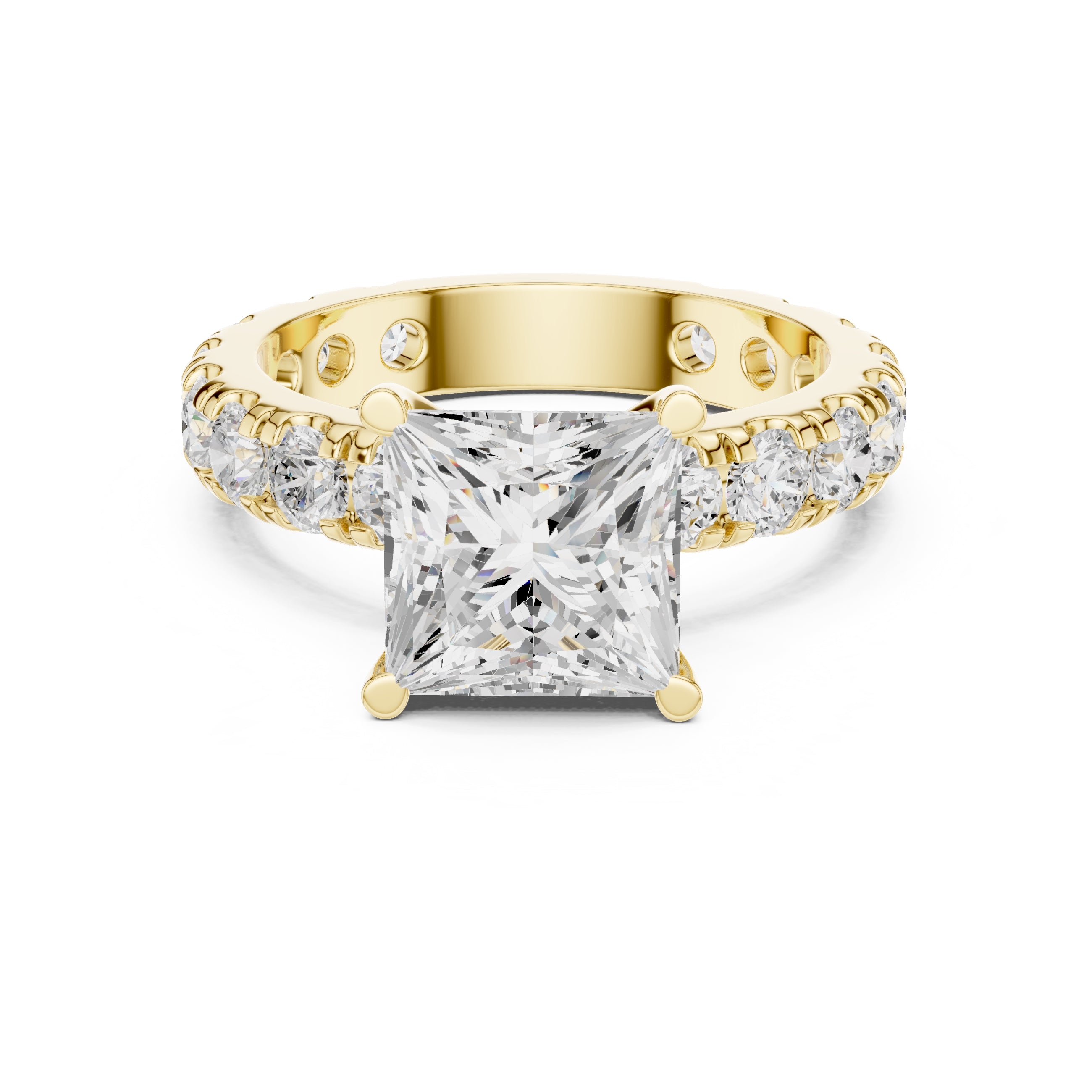 The Majestic Eternity Setting 3ct Yellow Gold Princess