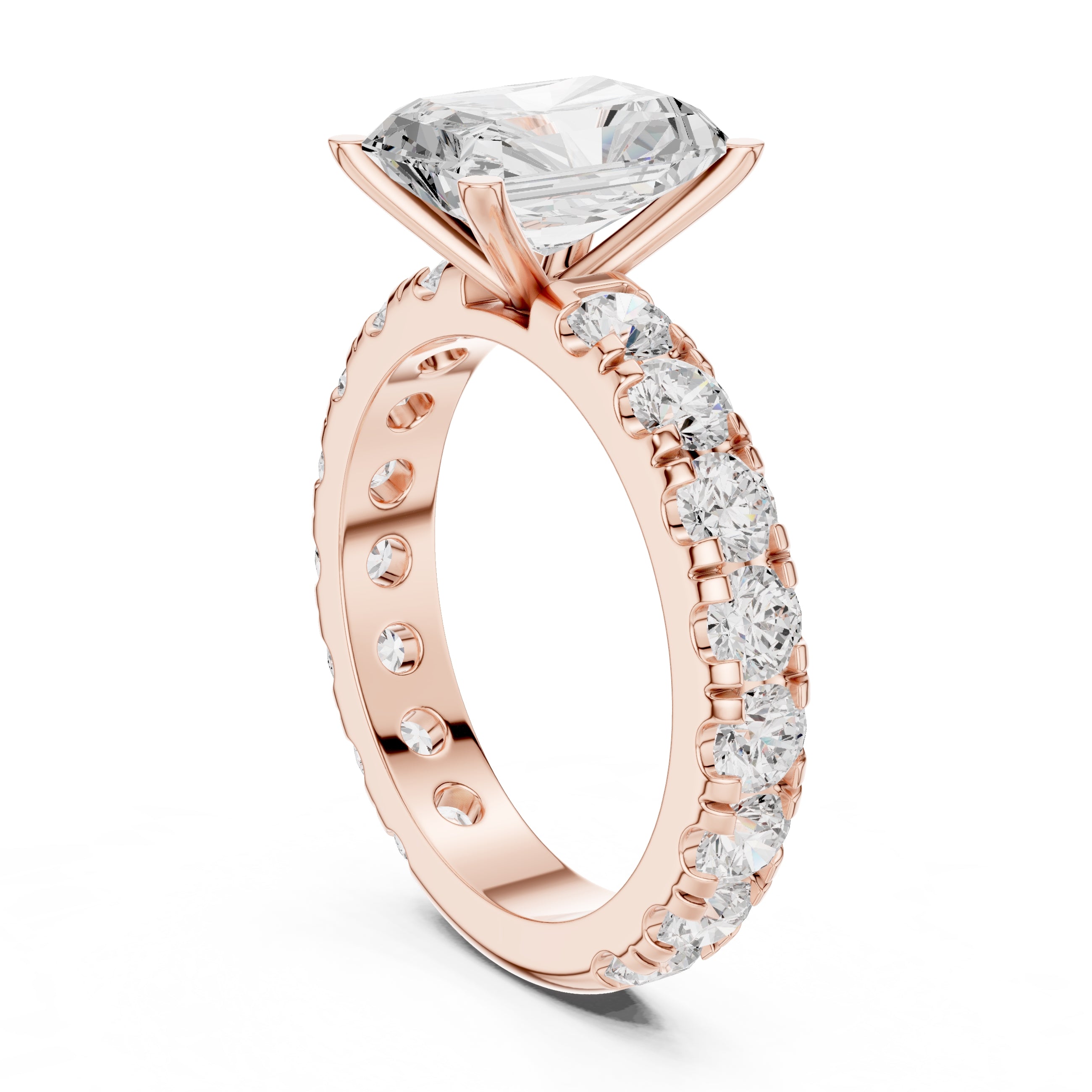 The Majestic Eternity Setting 3ct Rose Gold Radiant