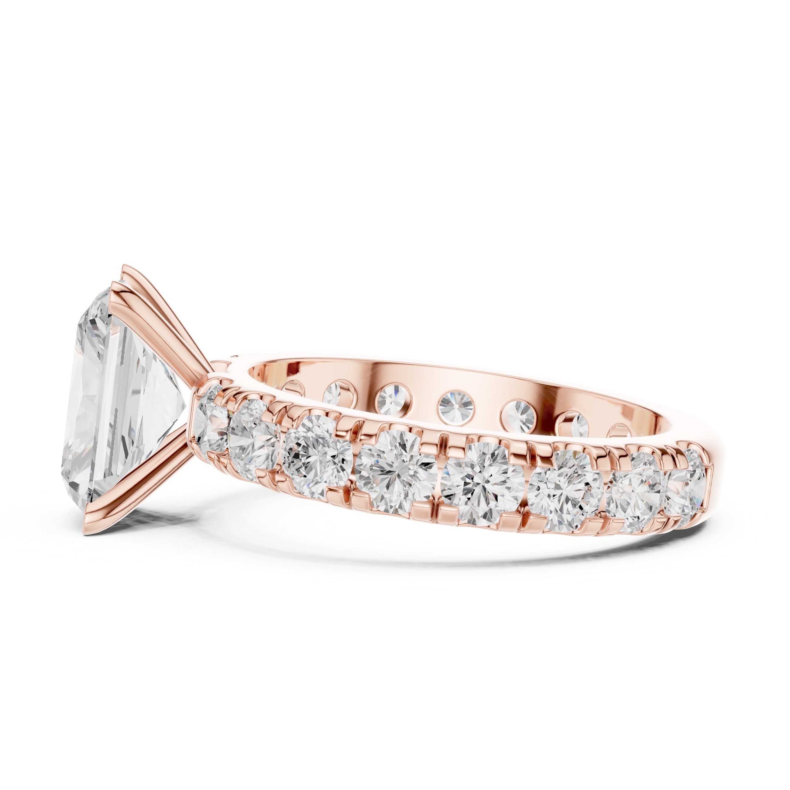 The Majestic Eternity Setting 3ct Rose Gold Radiant