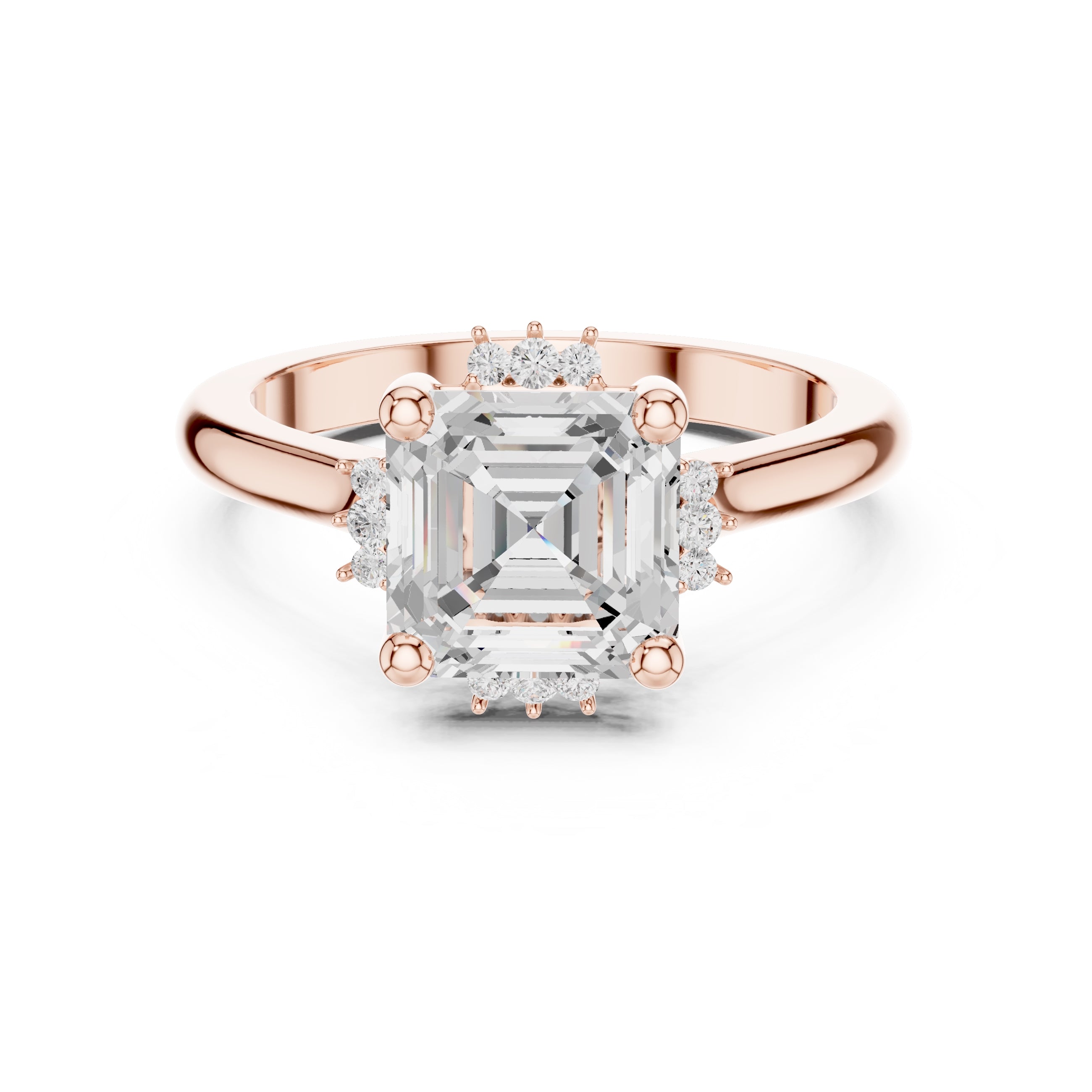 The Crown Radiance Solitaire 2ct Rose Gold Asscher