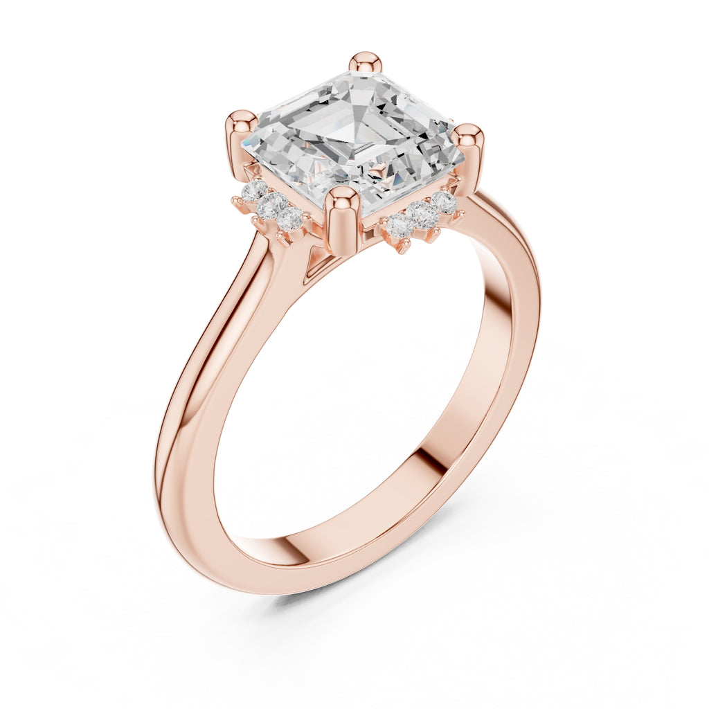 The Crown Radiance Solitaire 2ct Rose Gold Asscher
