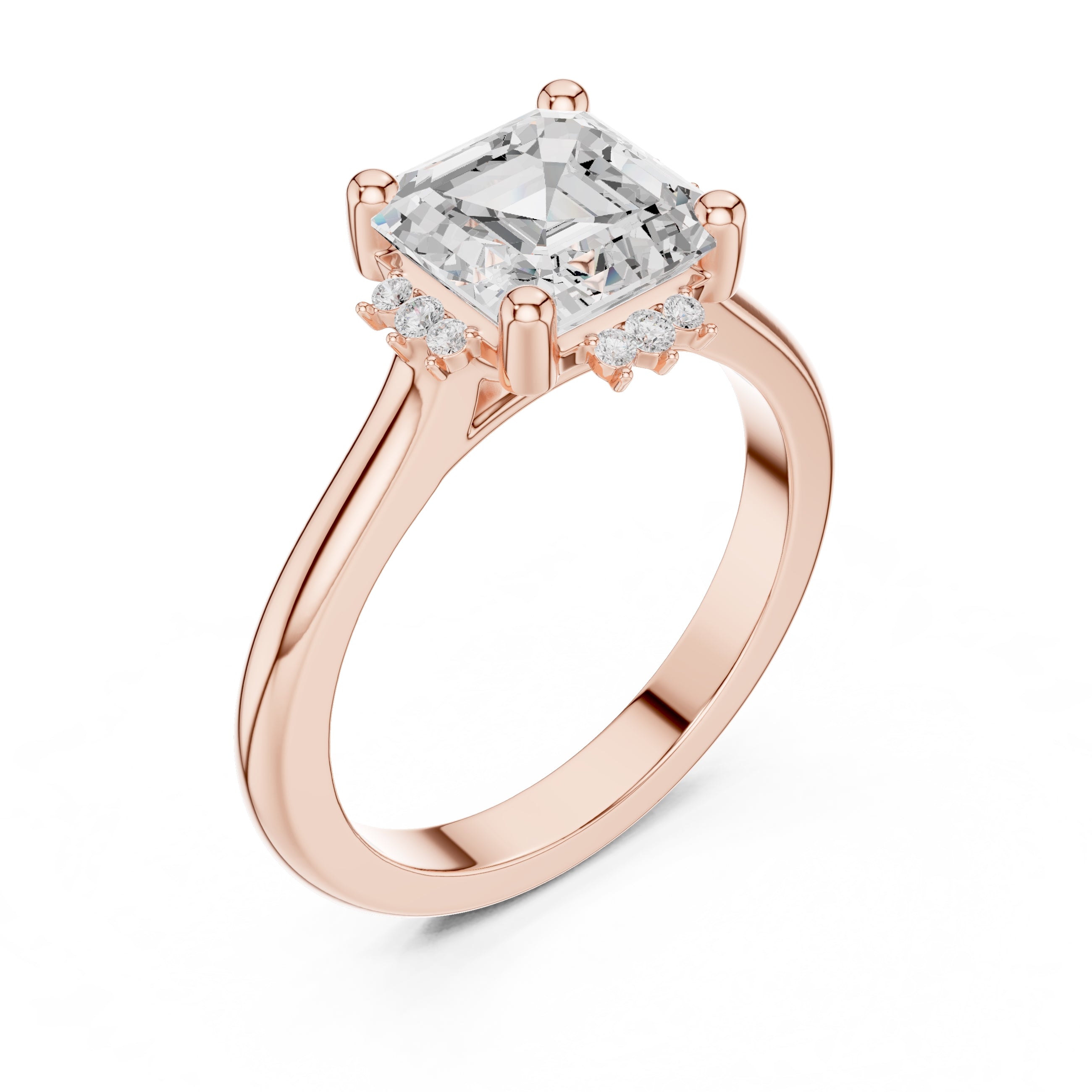 The Crown Radiance Solitaire 2ct Rose Gold Asscher