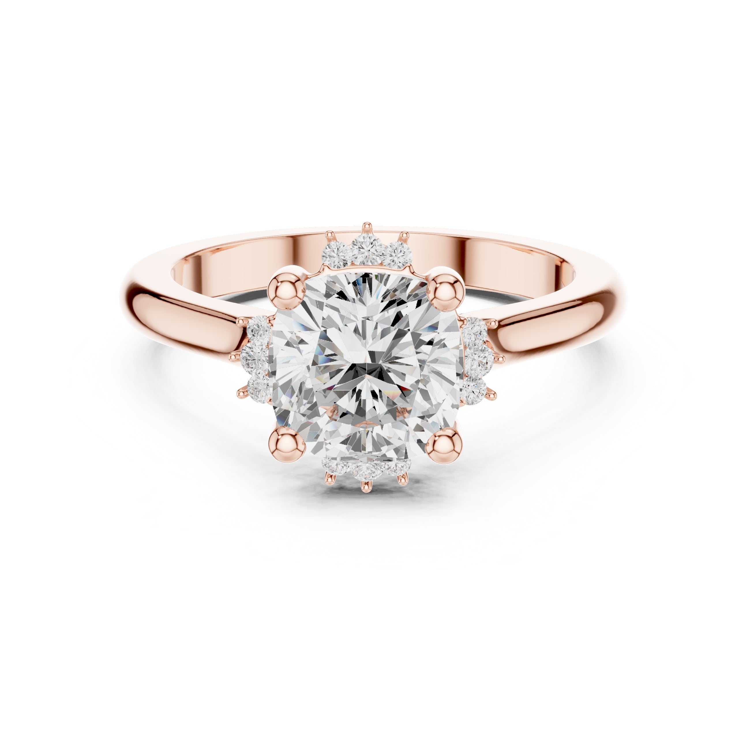 The Crown Radiance Solitaire 2ct Rose Gold Cushion