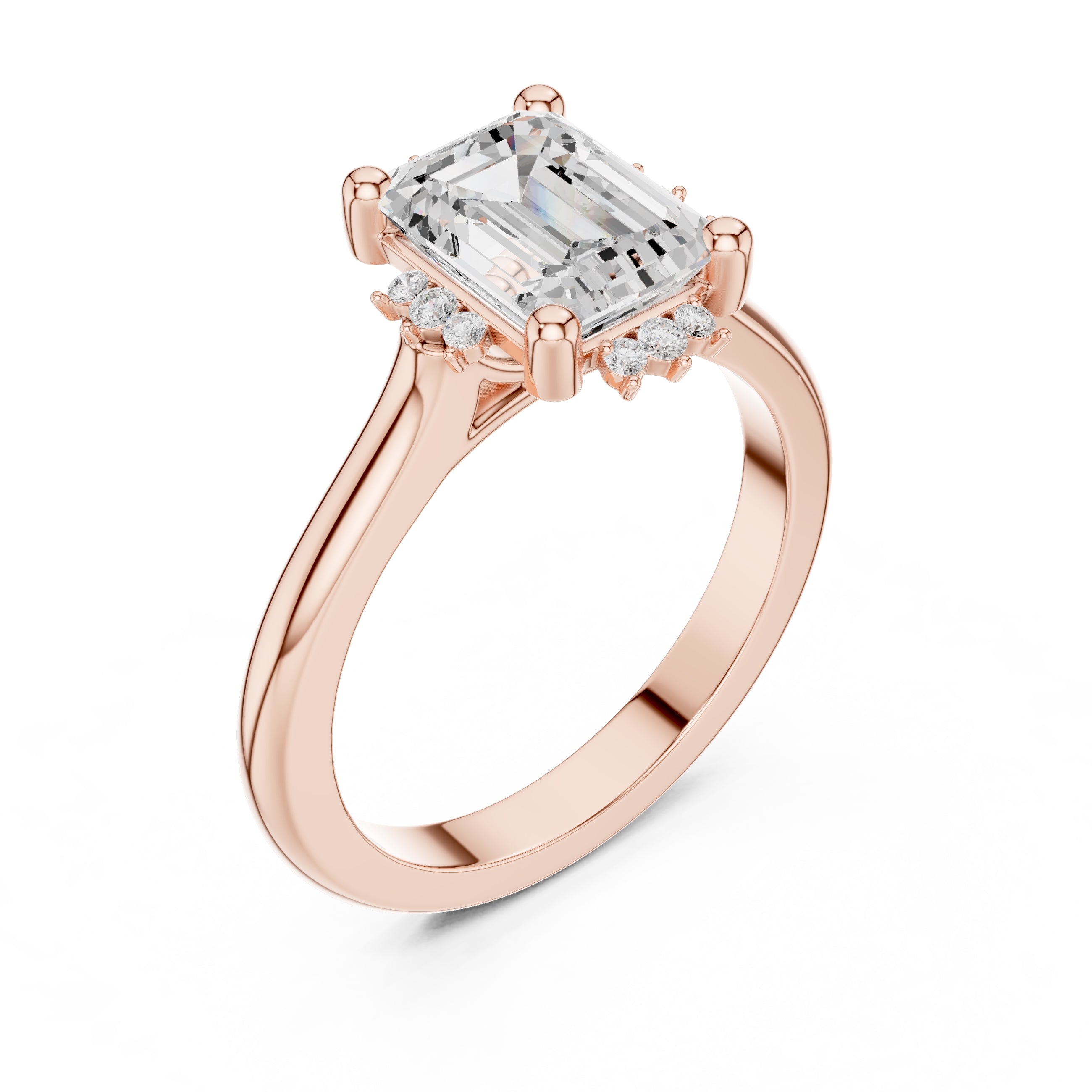 The Crown Radiance Solitaire 2ct Rose Gold Emerald
