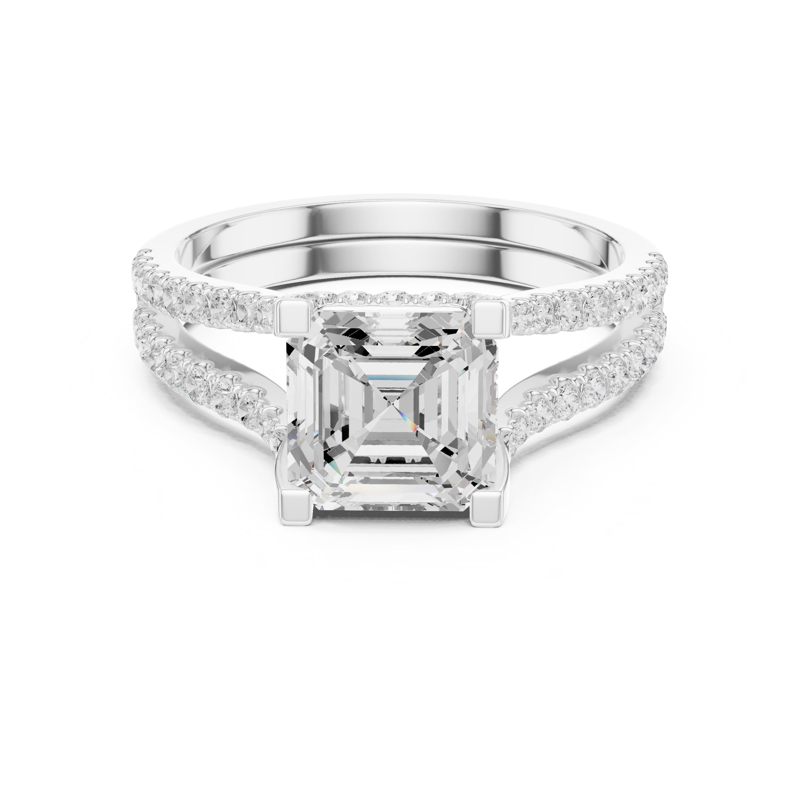 The Roseate Embrace Ring 1.54ct White Gold Asscher