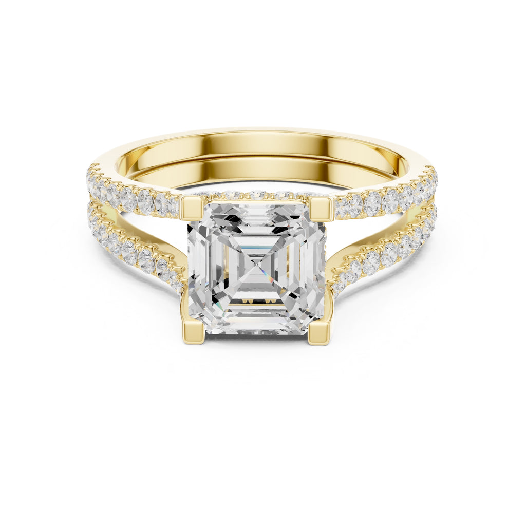 The Roseate Embrace Ring 1.54ct Yellow Gold Asscher