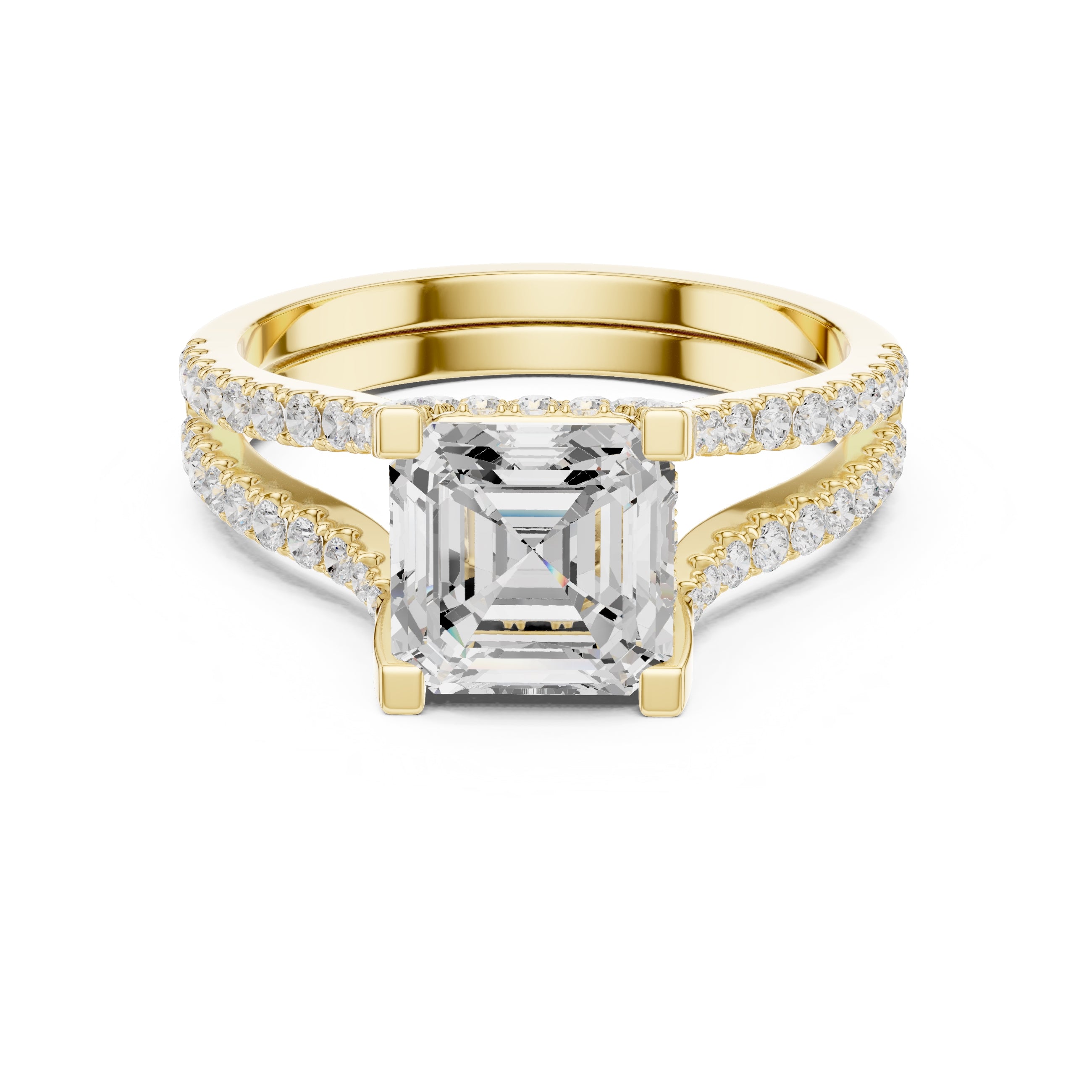 The Roseate Embrace Ring 1.54ct Yellow Gold Asscher