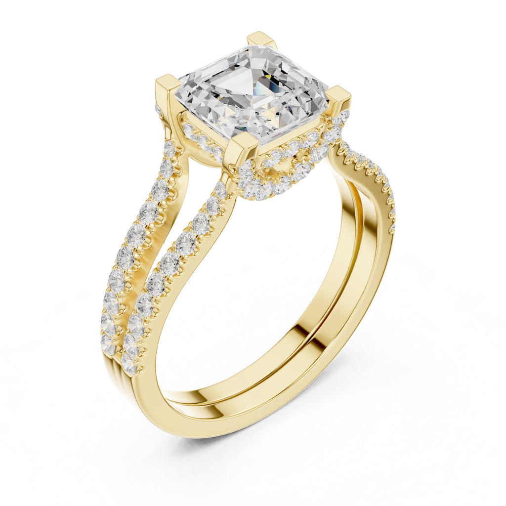 The Roseate Embrace Ring 1.54ct Yellow Gold Asscher