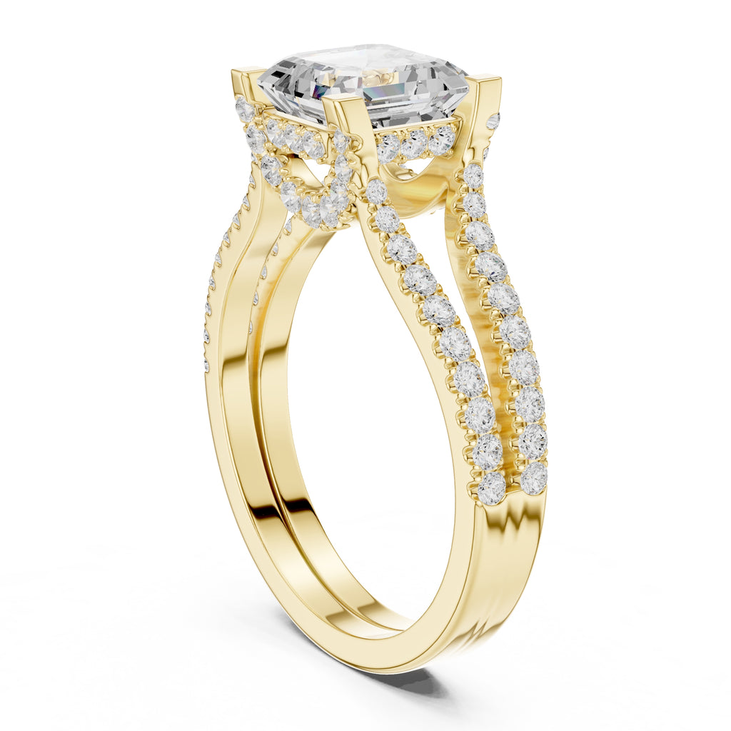 The Roseate Embrace Ring 1.54ct Yellow Gold Asscher