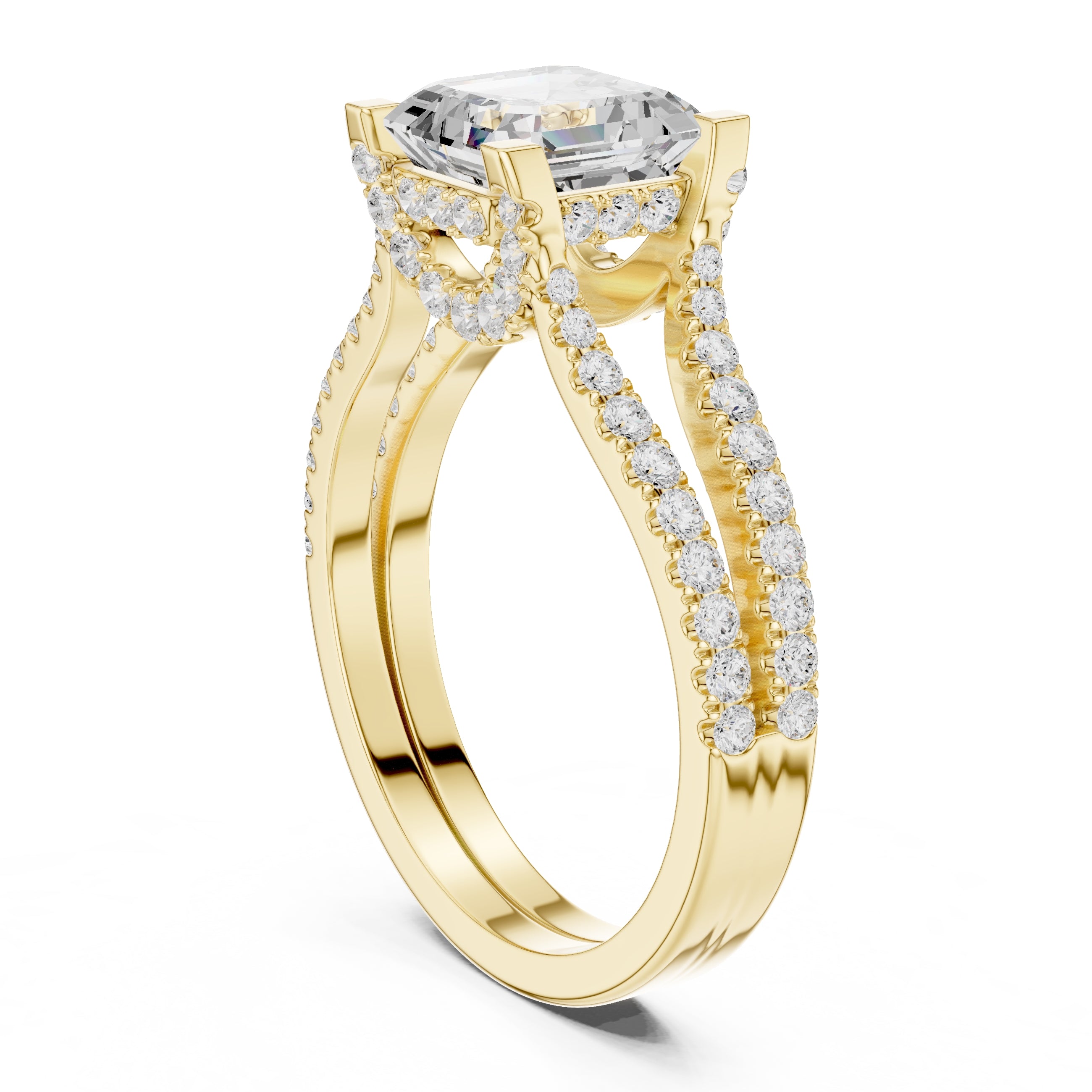 The Roseate Embrace Ring 1.54ct Yellow Gold Asscher