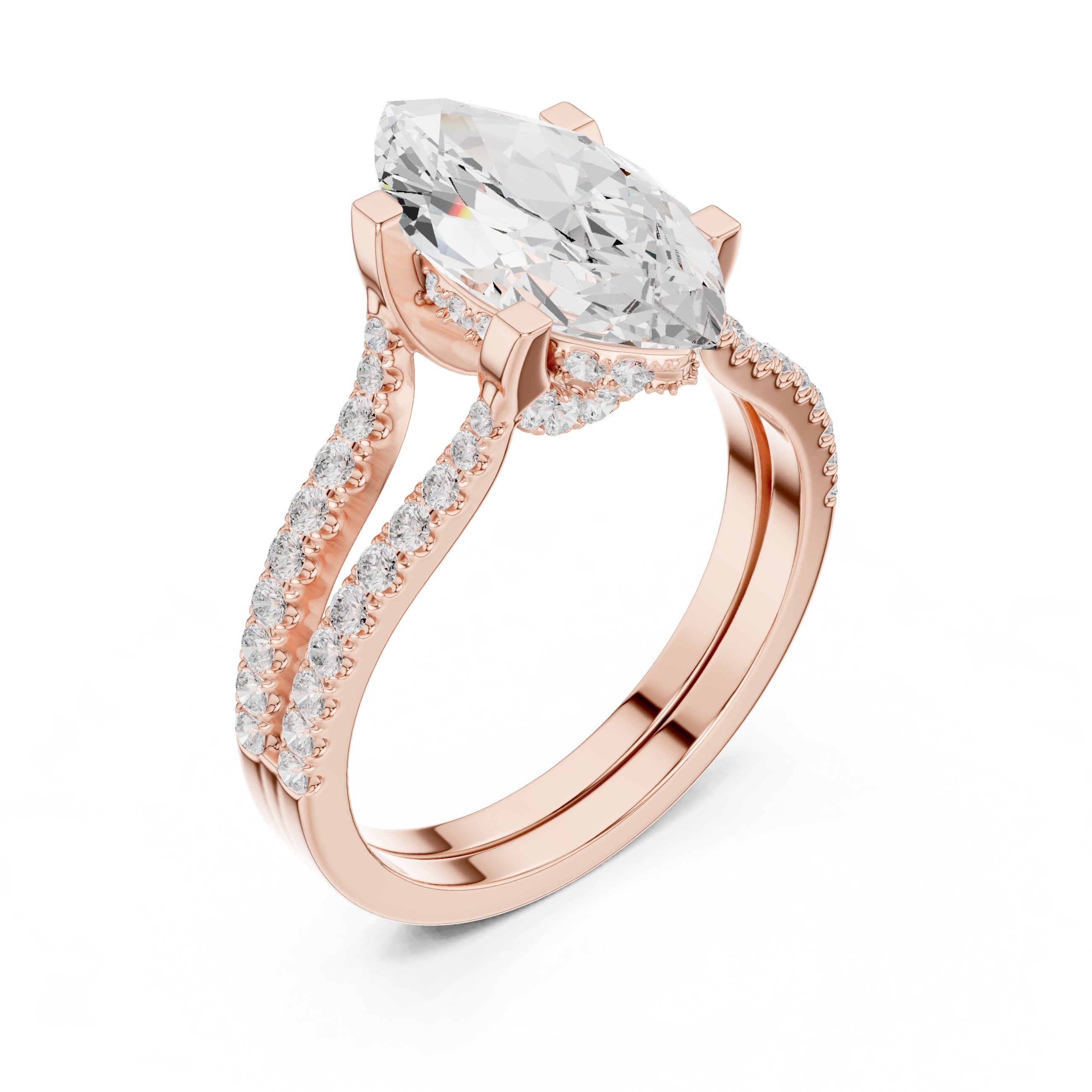 The Roseate Embrace Ring 1.54ct Rose Gold Marquise