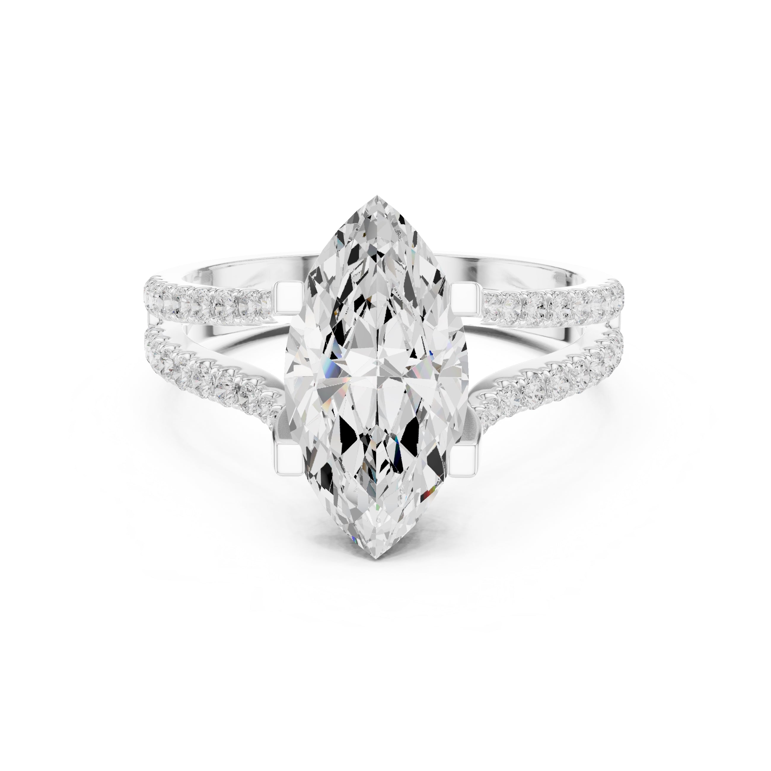 The Roseate Embrace Ring 1.54ct White Gold Marquise