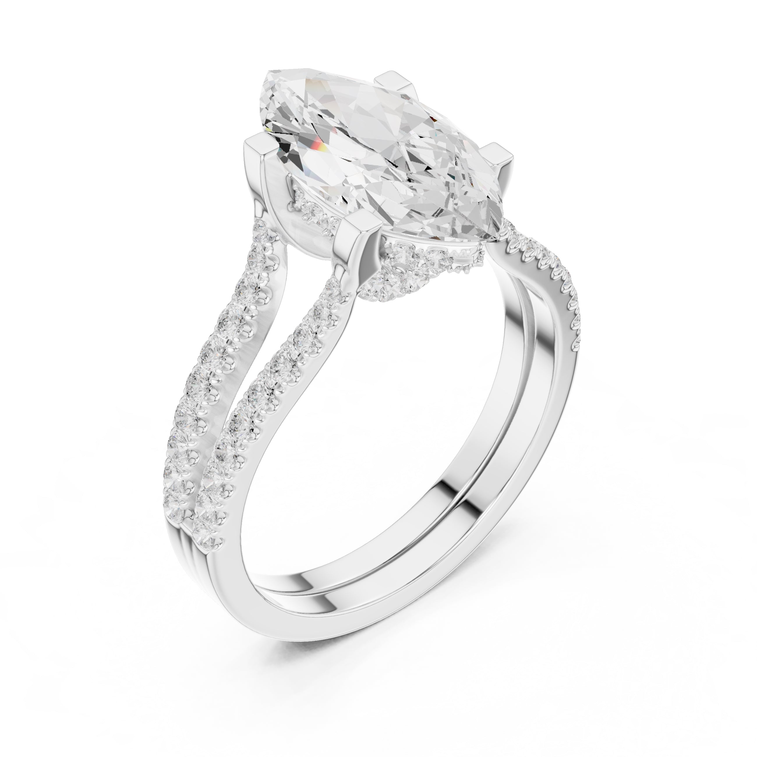 The Roseate Embrace Ring 1.54ct White Gold Marquise