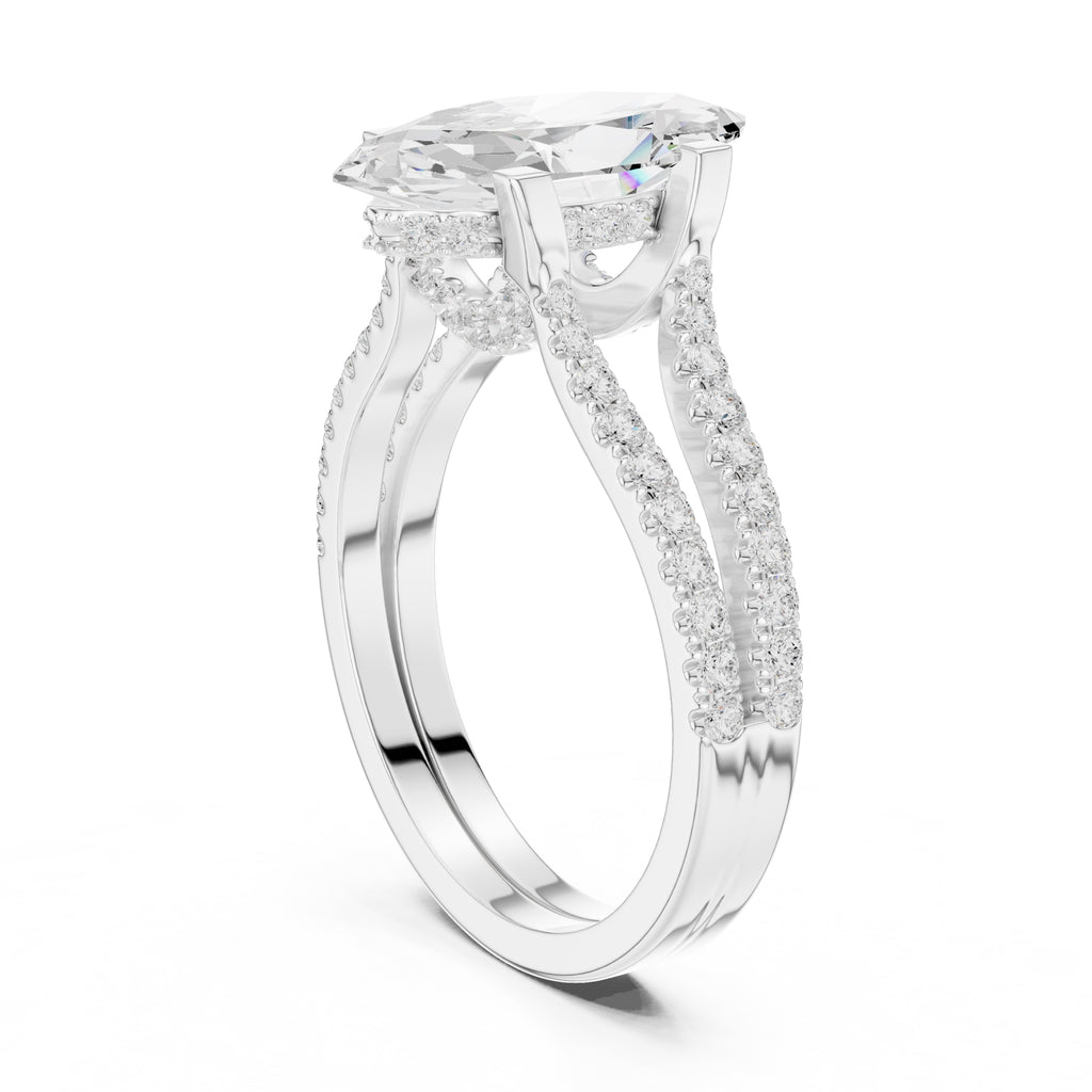 The Roseate Embrace Ring 1.54ct White Gold Marquise