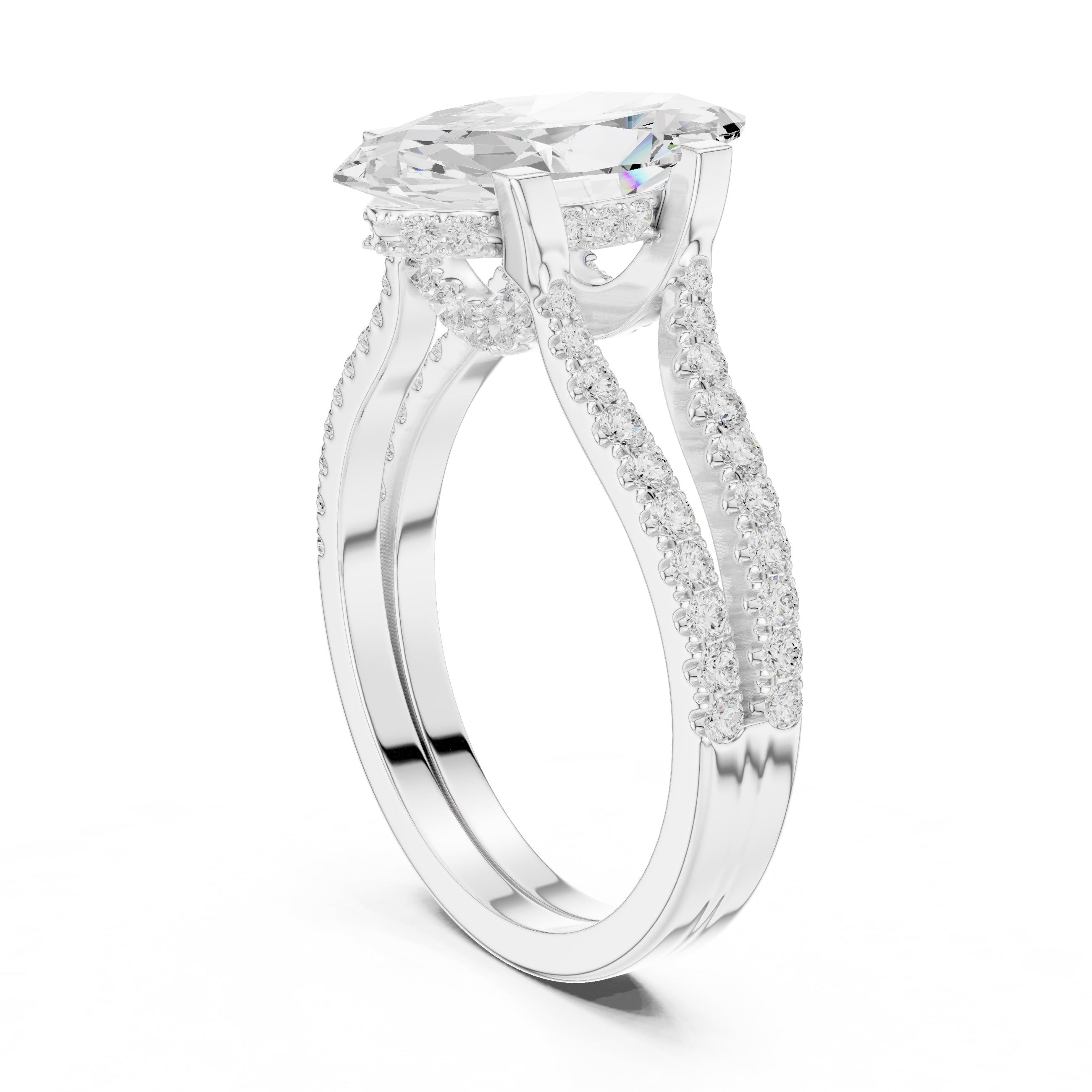 The Roseate Embrace Ring 1.54ct White Gold Marquise