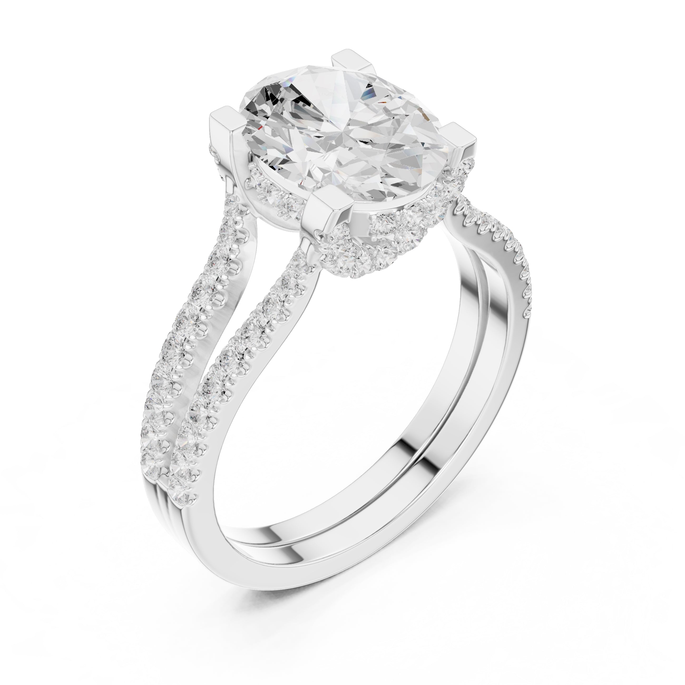 The Roseate Embrace Ring 1.54ct White Gold Oval
