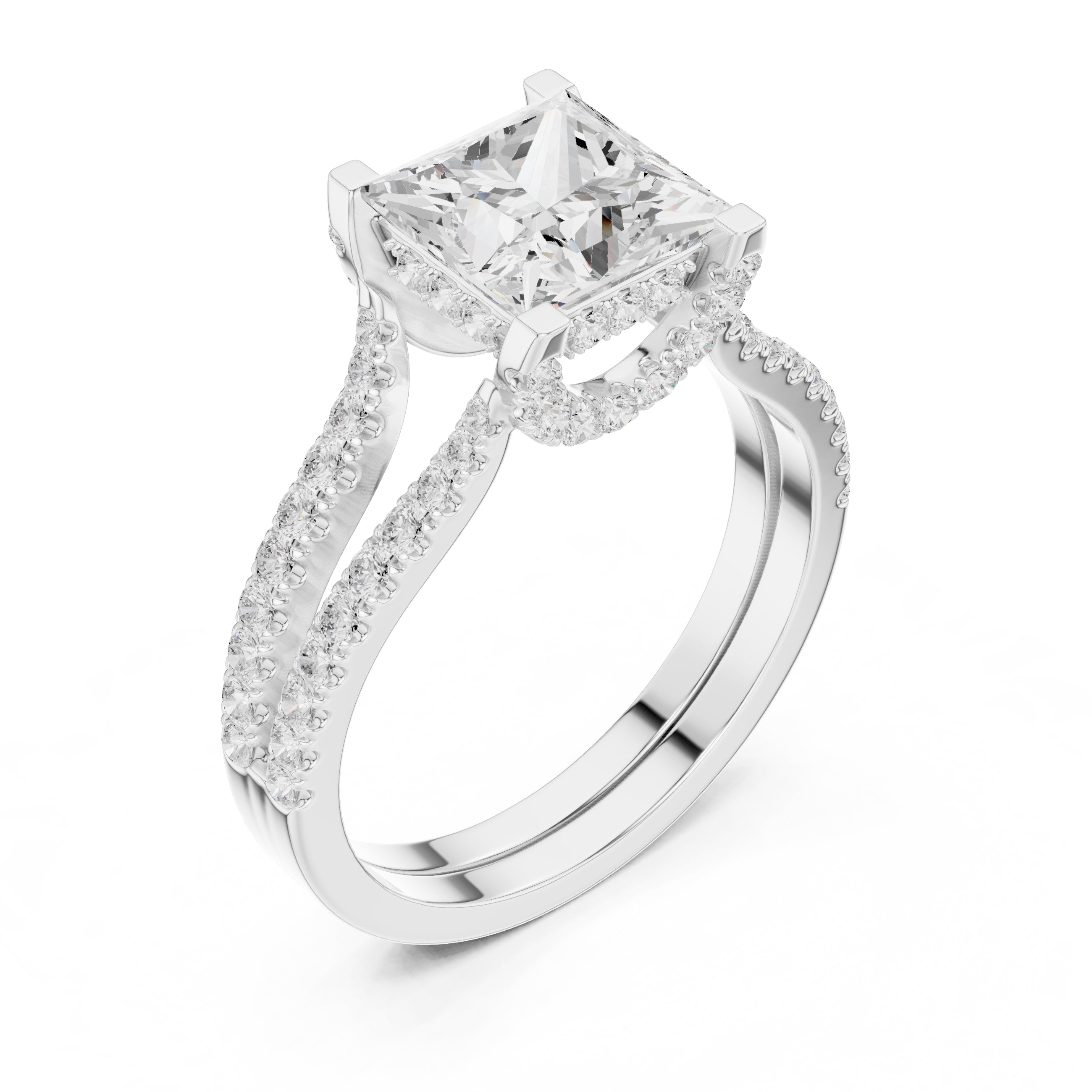 The Roseate Embrace Ring 1.54ct White Gold Princess