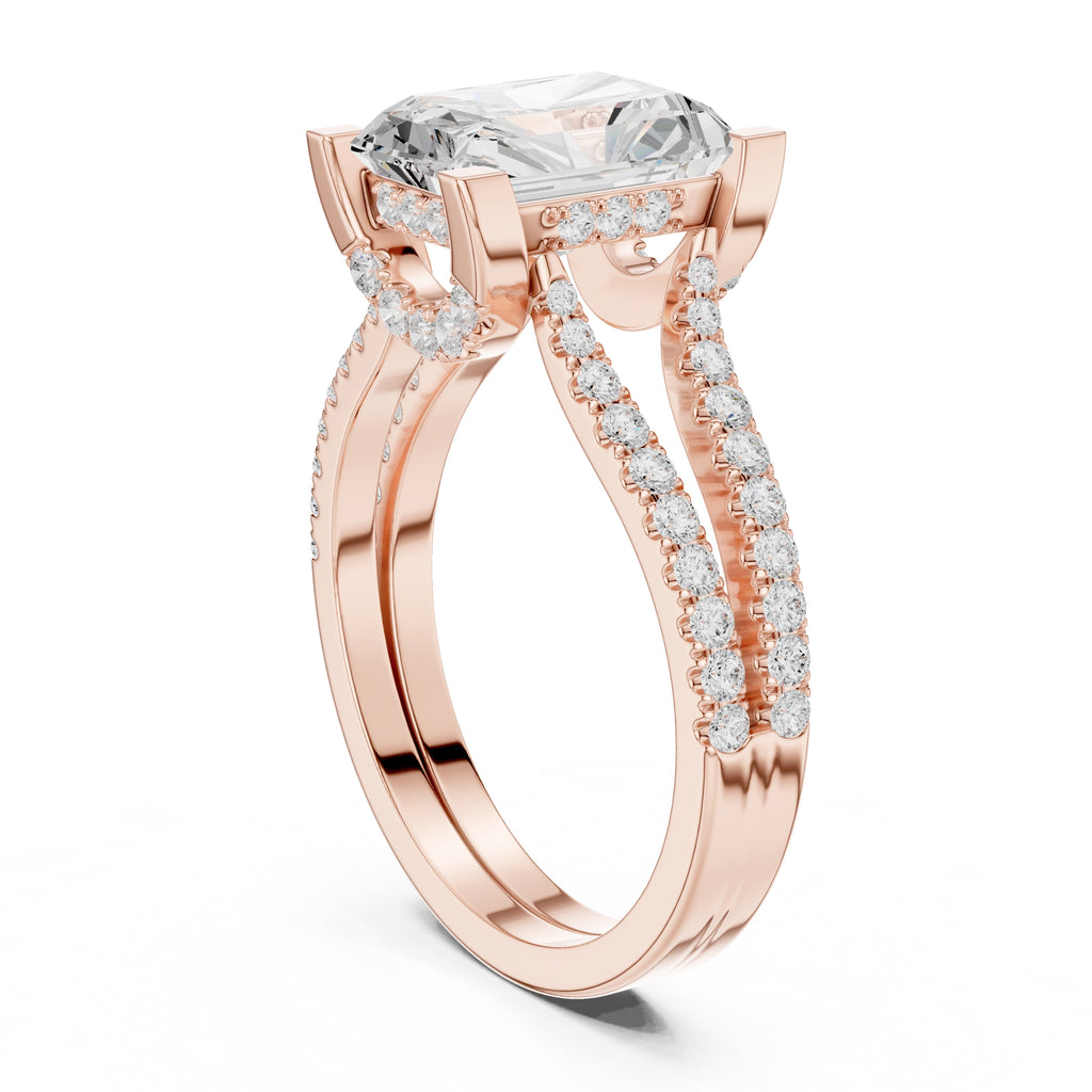 The Roseate Embrace Ring 1.54ct Rose Gold Radiant