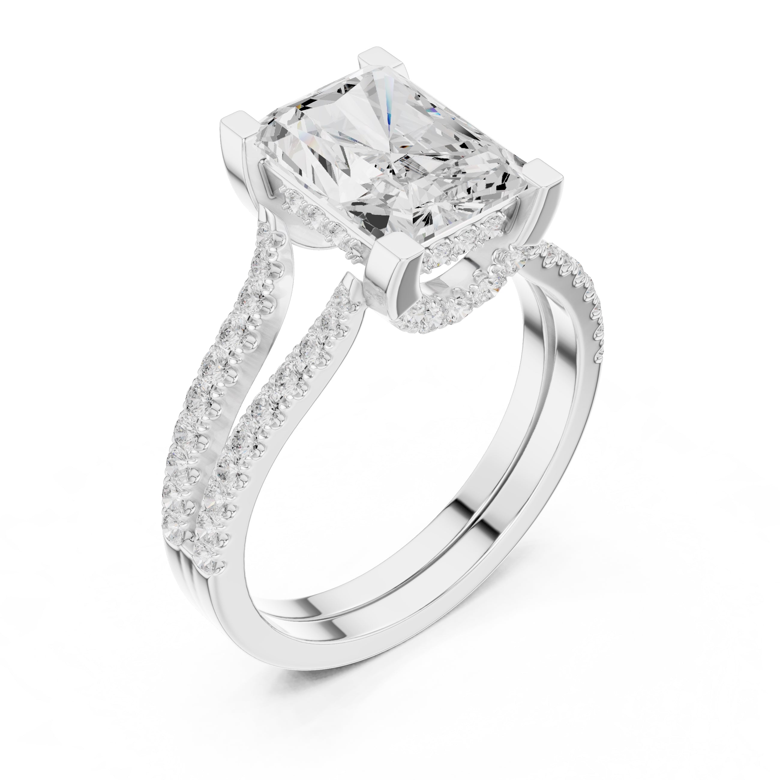 The Roseate Embrace Ring 1.54ct White Gold Radiant