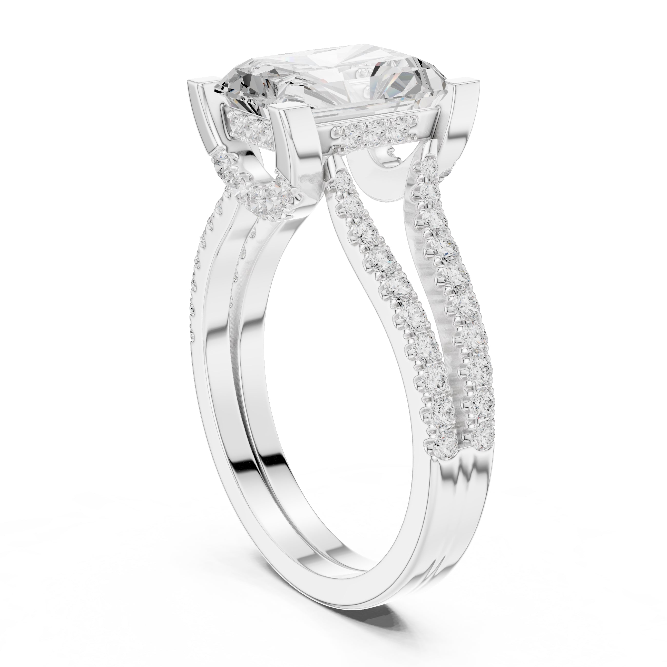 The Roseate Embrace Ring 1.54ct White Gold Radiant