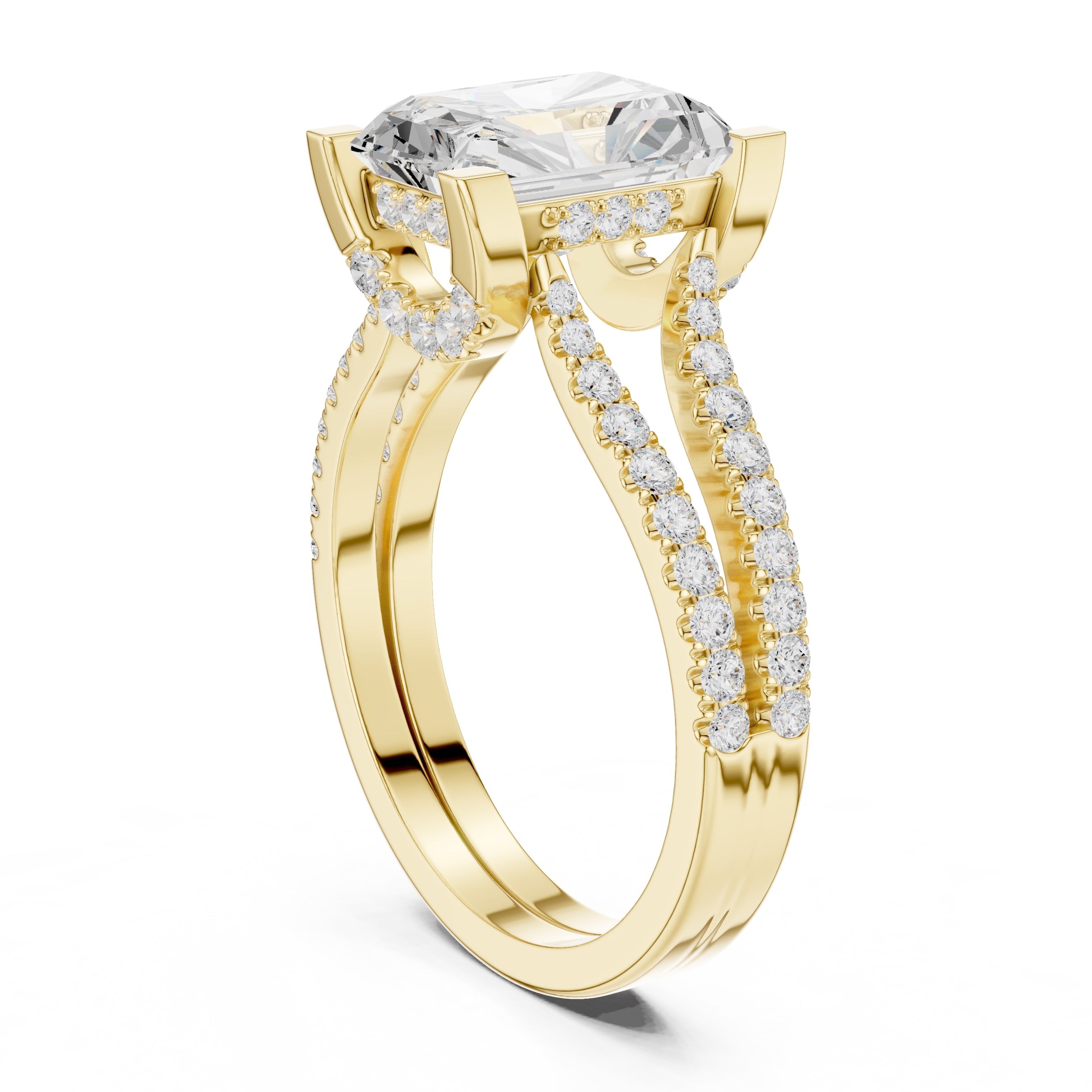 The Roseate Embrace Ring 1.54ct Yellow Gold Radiant