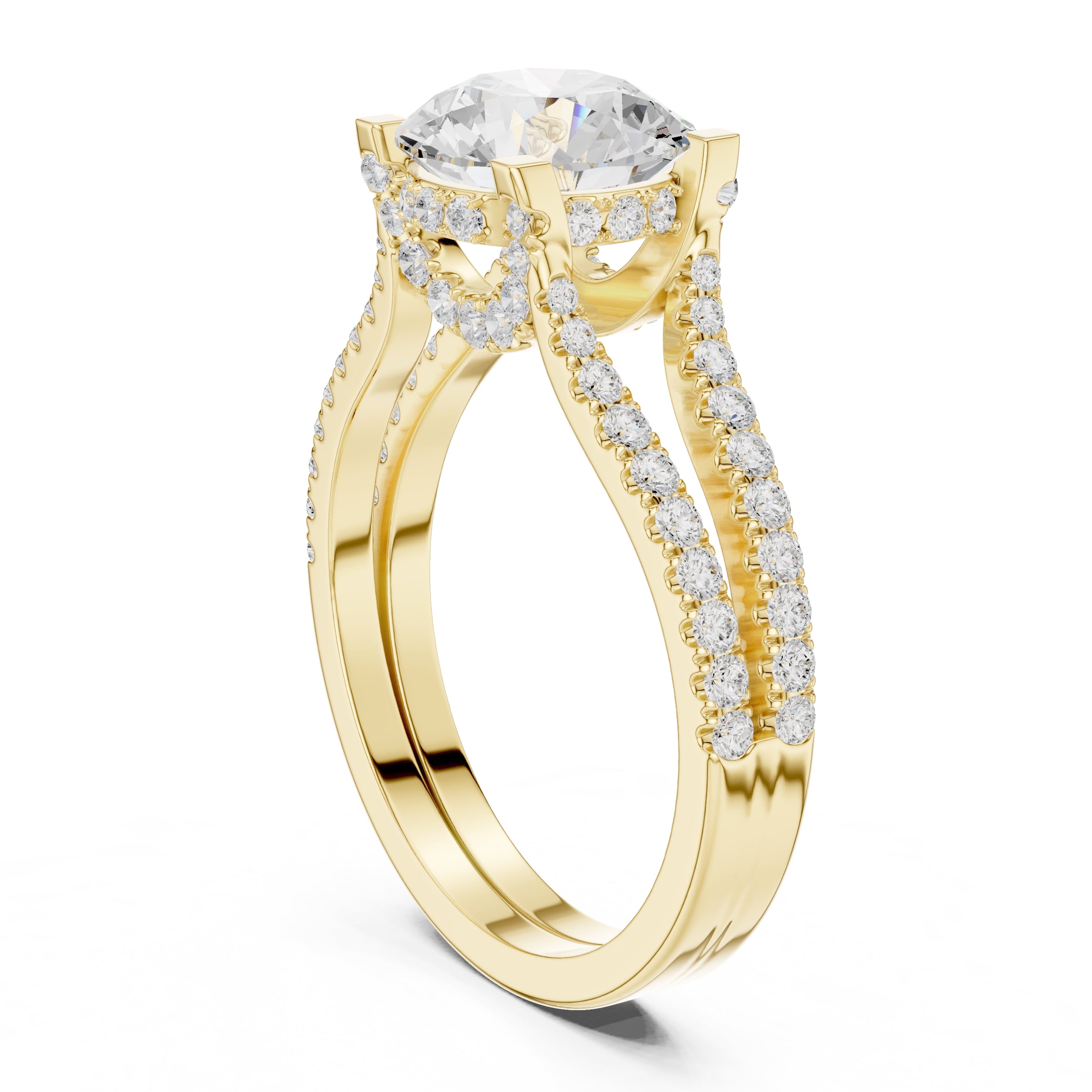 The Roseate Embrace Ring 1.54ct Yellow Gold Round
