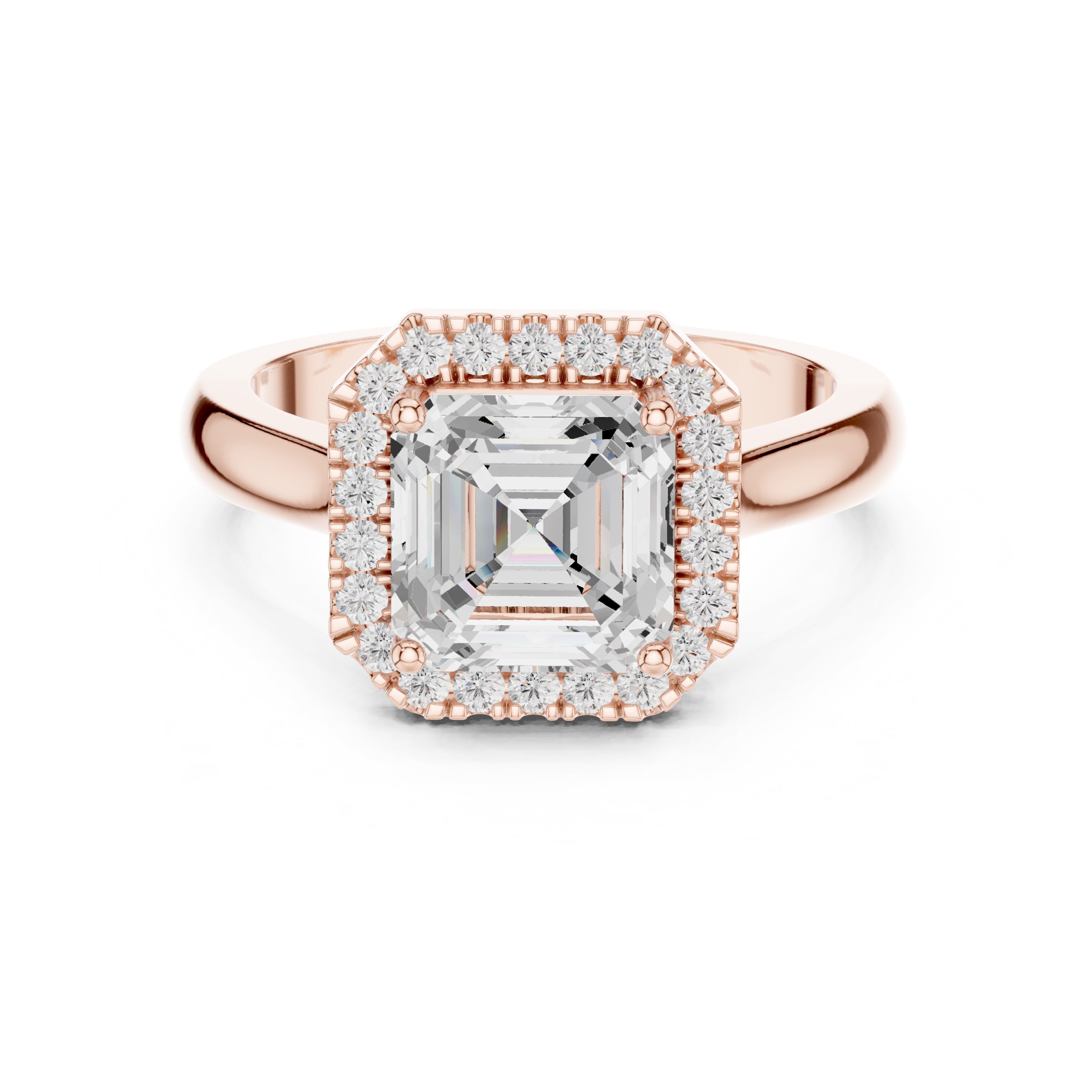 The Lumina Halo Ring 2ct Rose Gold Asscher