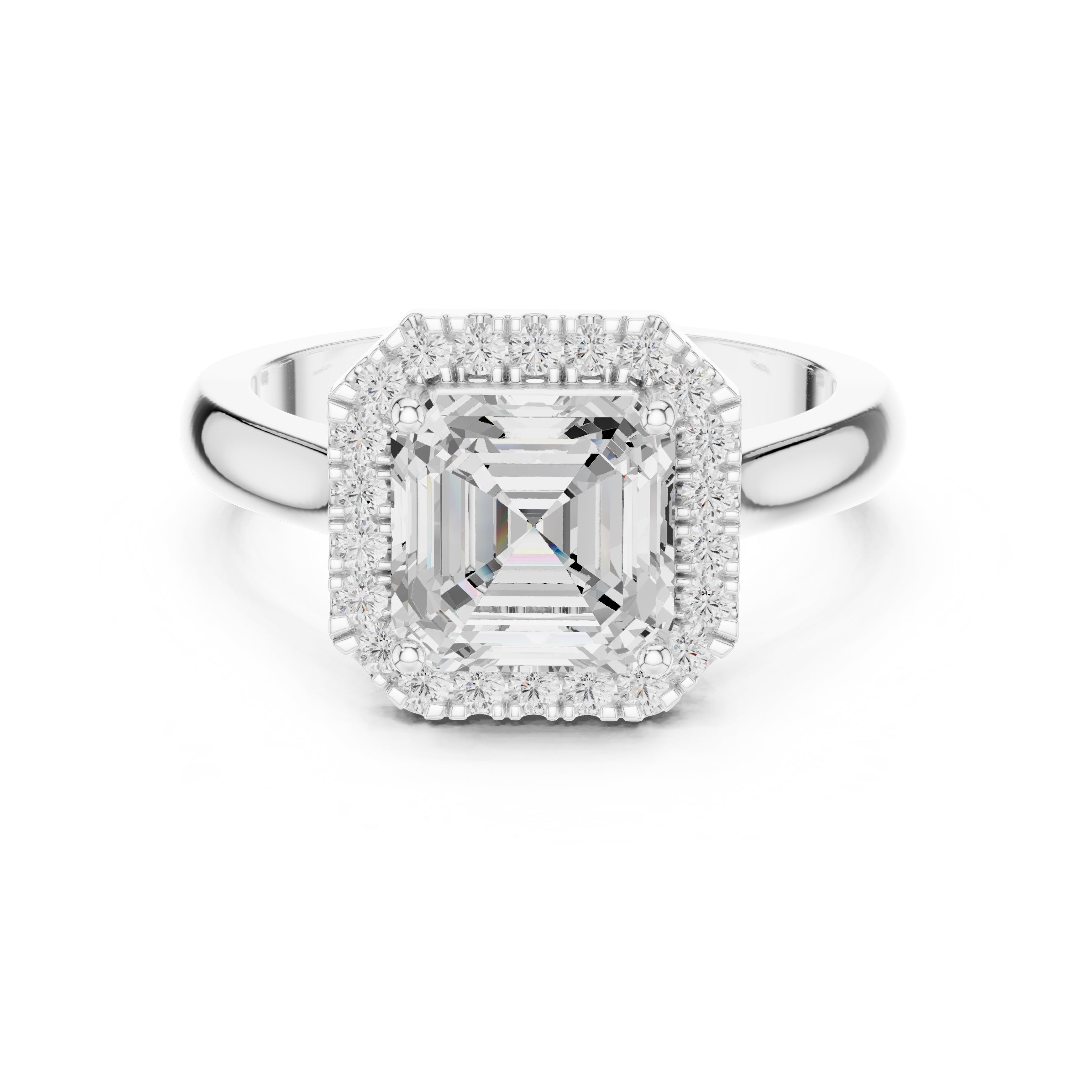 The Lumina Halo Ring 2ct White Gold Asscher