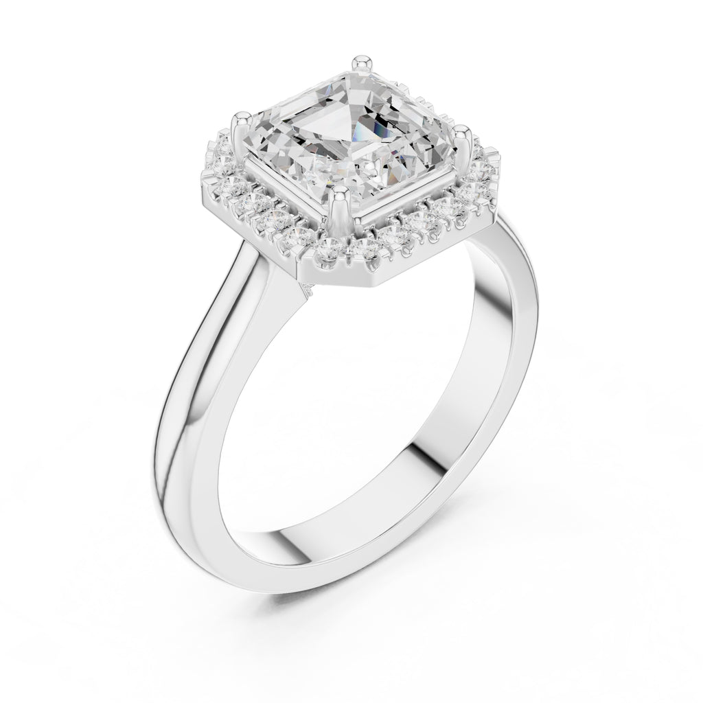 The Lumina Halo Ring 2ct White Gold Asscher
