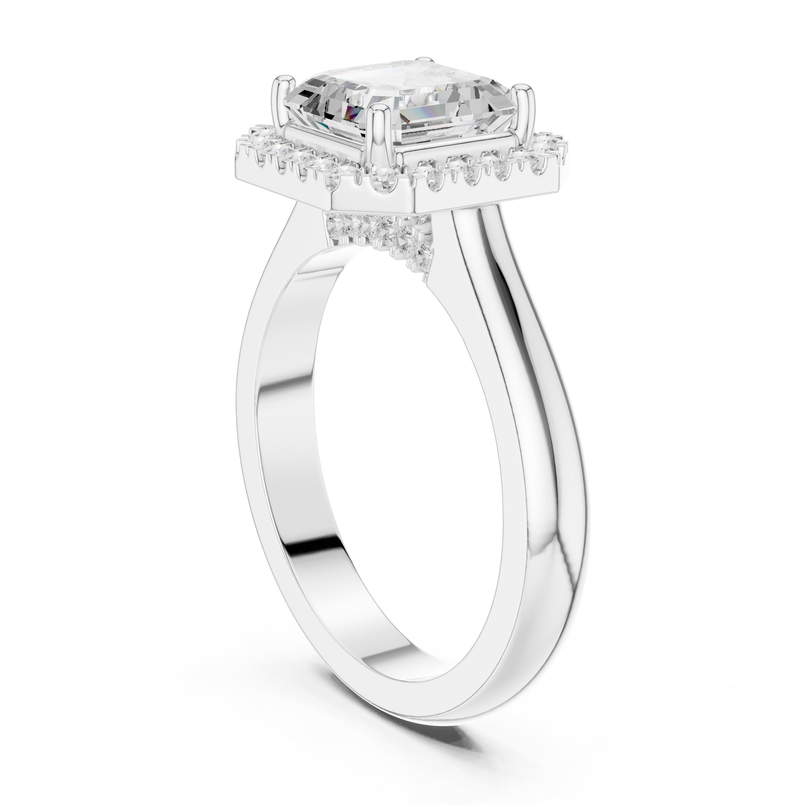 The Lumina Halo Ring 2ct White Gold Asscher