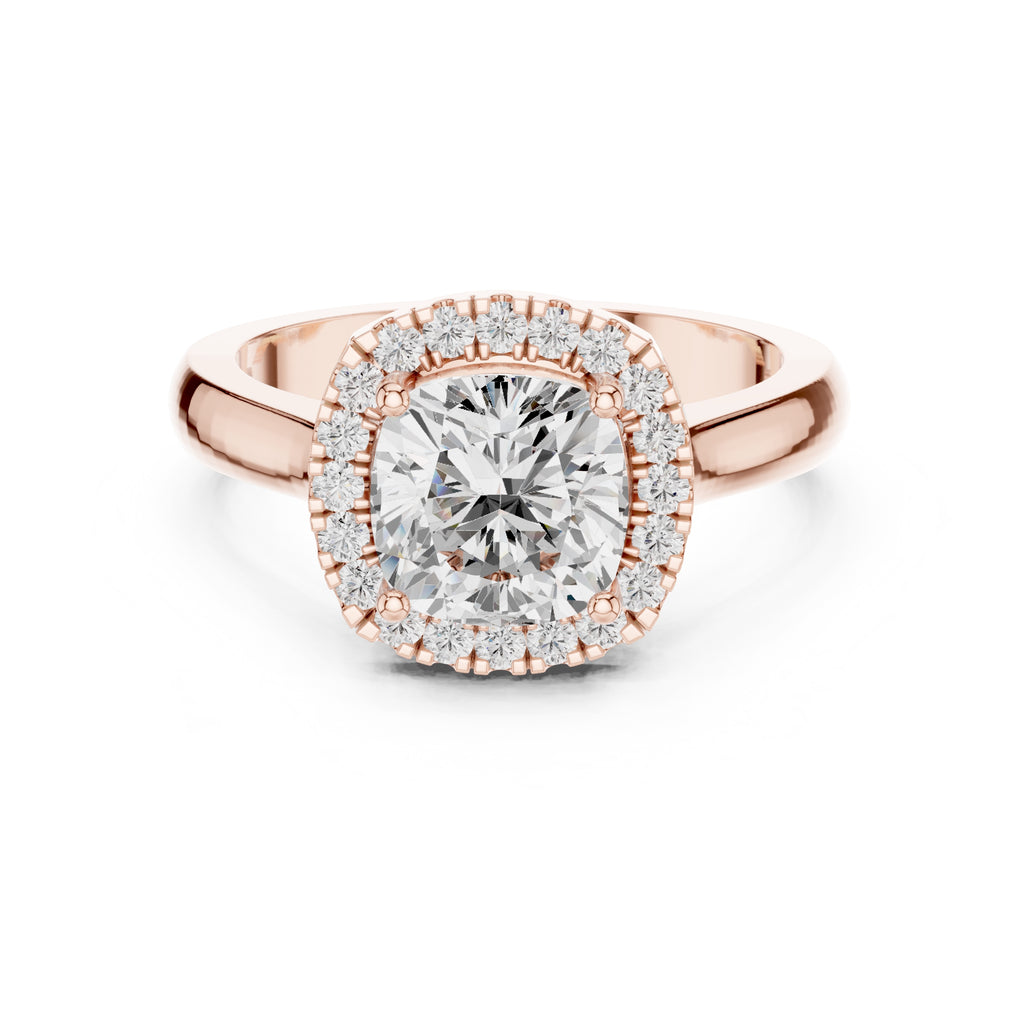 The Lumina Halo Ring 2ct Rose Gold Cushion