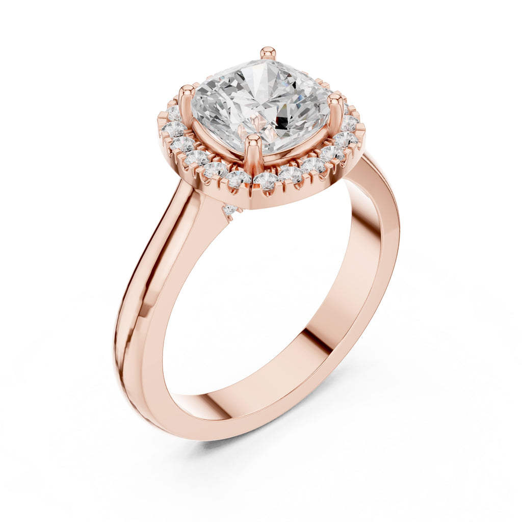 The Lumina Halo Ring 2ct Rose Gold Cushion