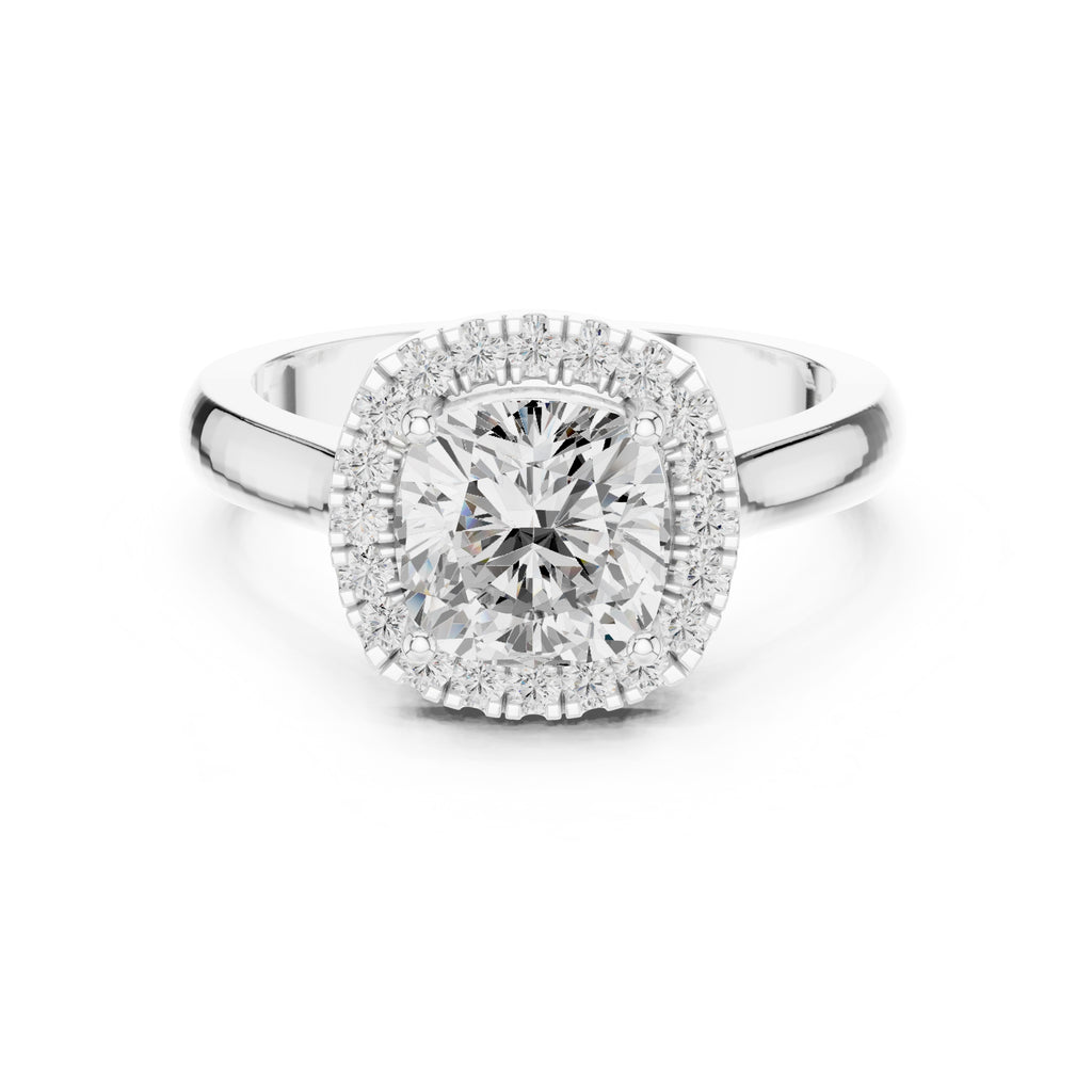 The Lumina Halo Ring 2ct White Gold Cushion