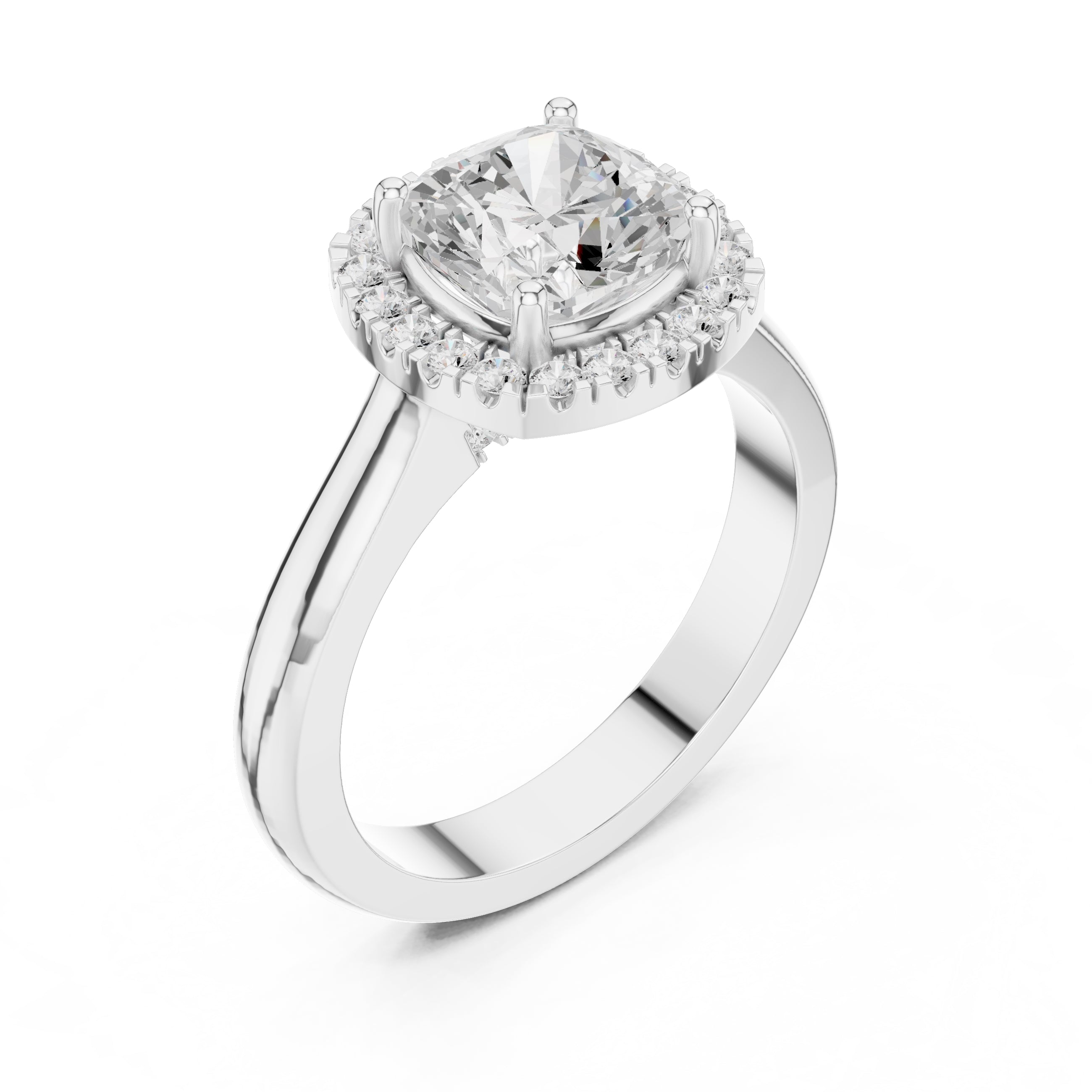 The Lumina Halo Ring 2ct White Gold Cushion