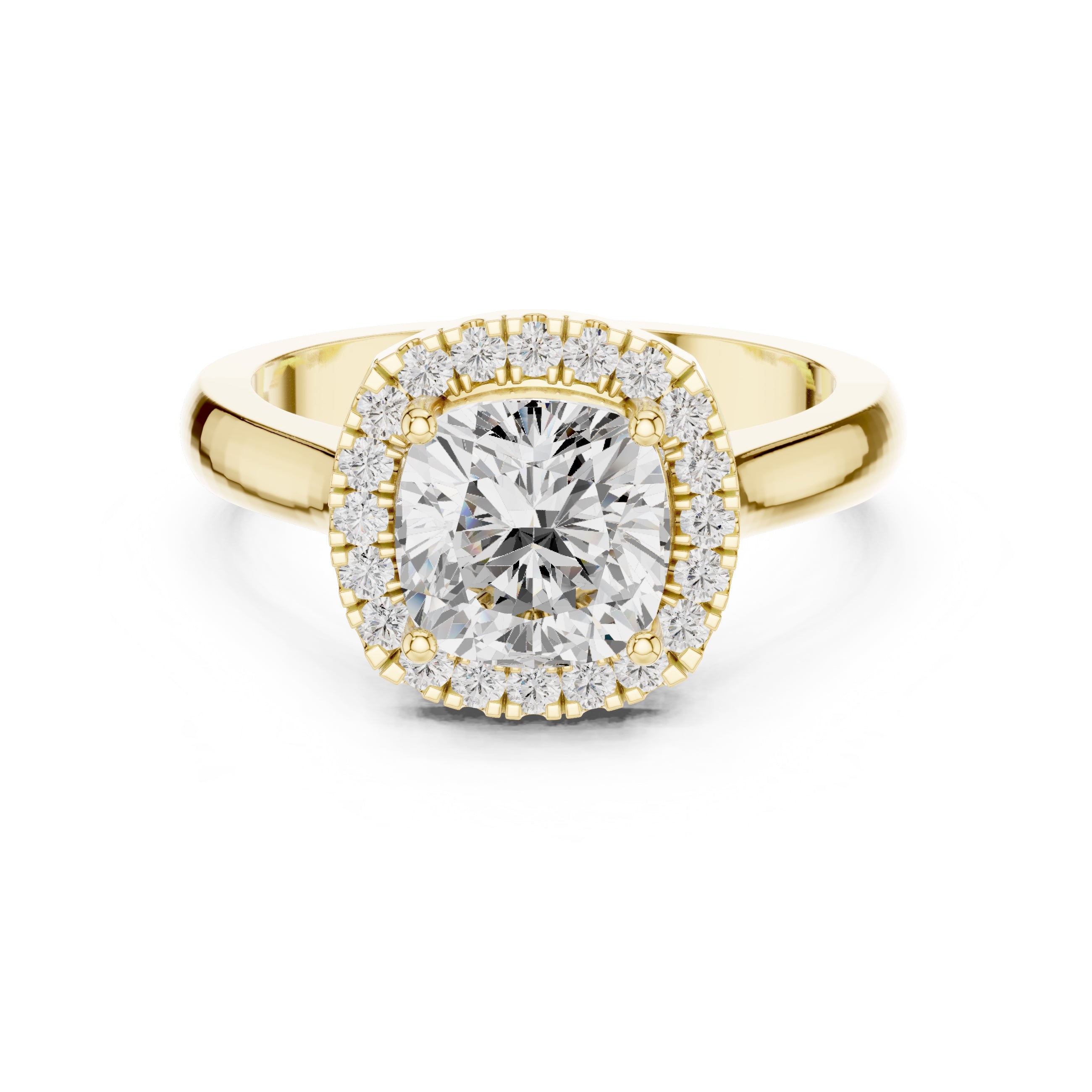 The Lumina Halo Ring 2ct Yellow Gold Cushion